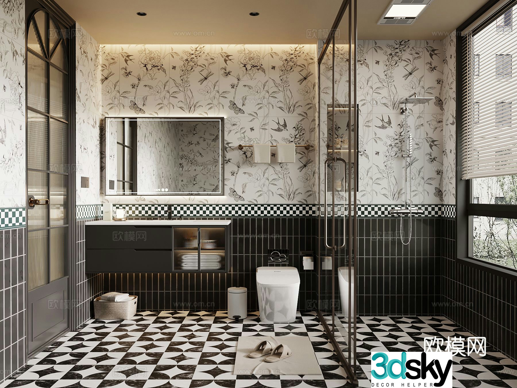 French bathroom bathroom cabinet toilet 3d model