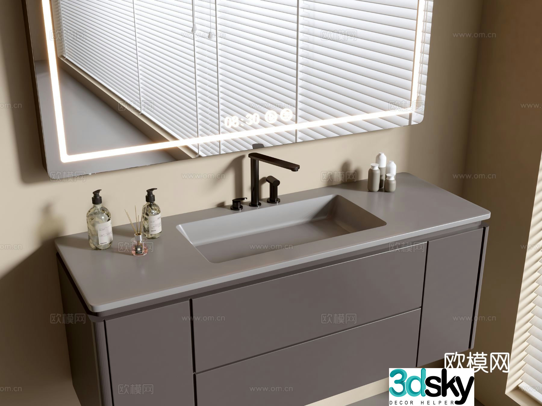 Modern bathroom cabinet bathroom basin bathroom ornaments mirror cabinet sink 3d model