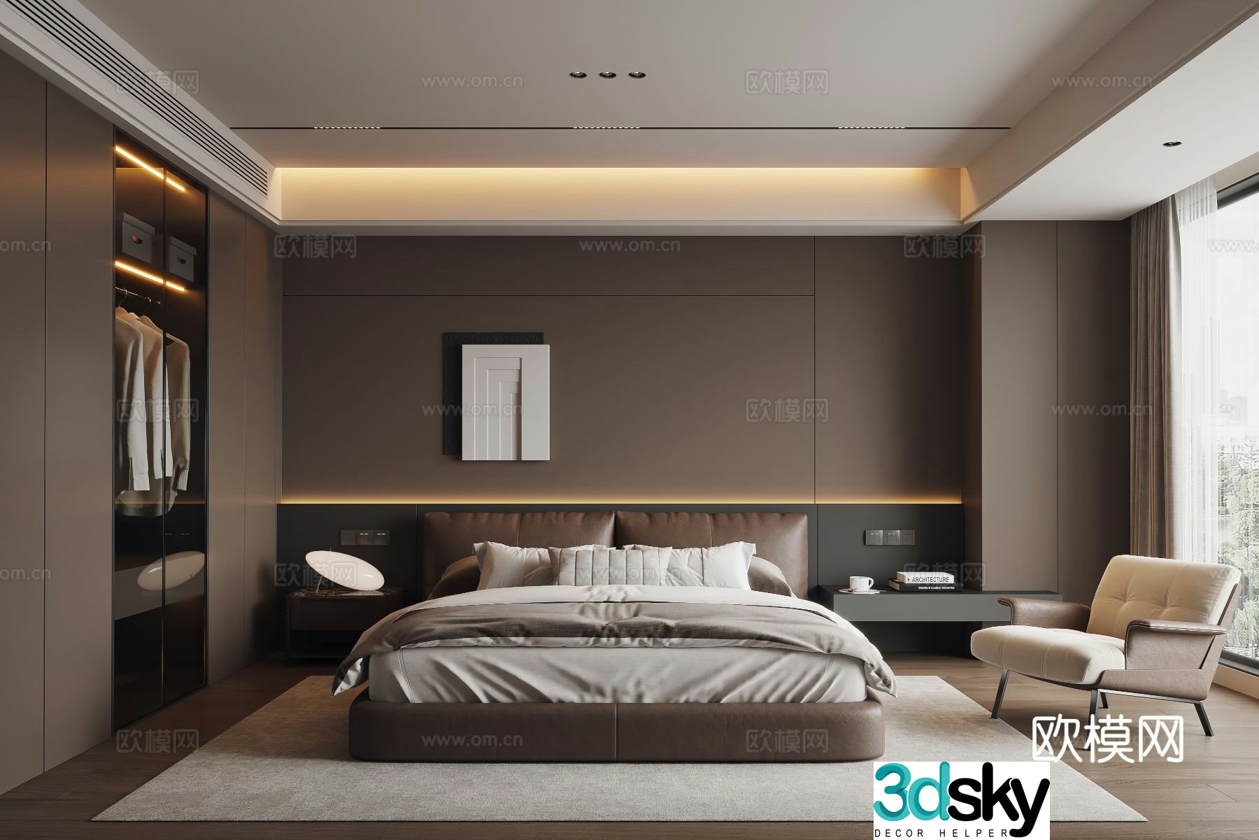 Modern Italian bedroom master room 3d model