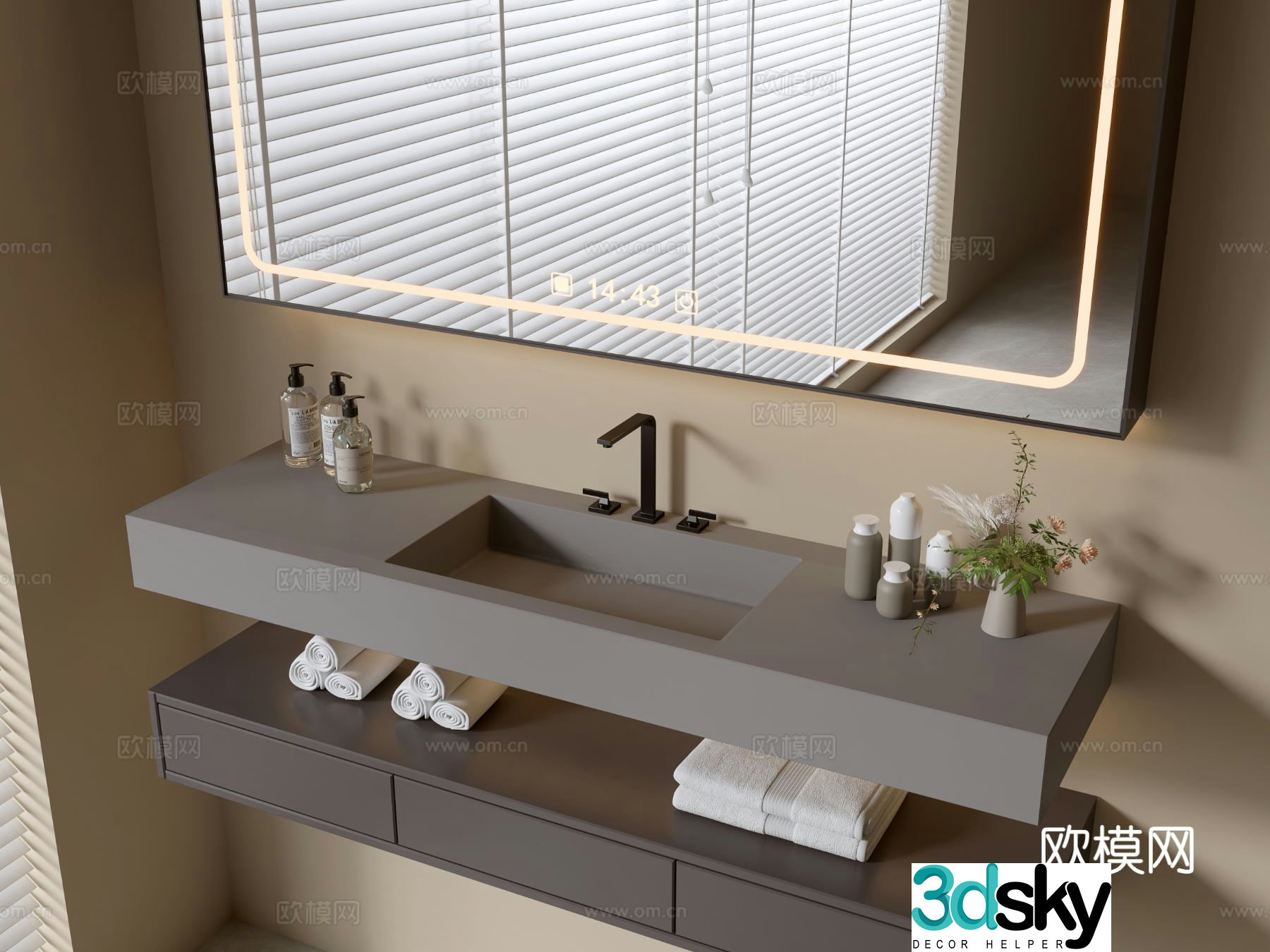 Modern bathroom cabinet bathroom basin bathroom ornaments mirror cabinet sink 3d model