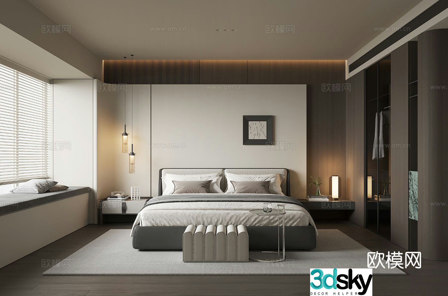 Modern home bedroom master bedroom 3d model