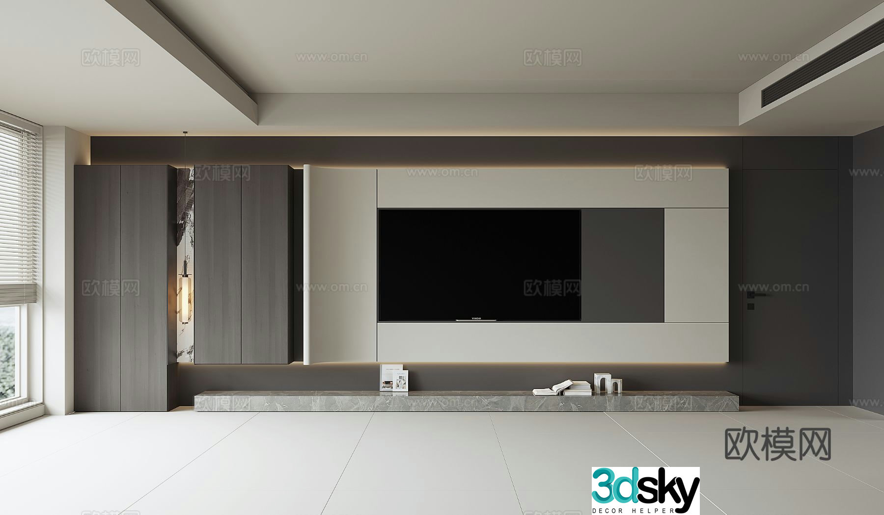 Modern TV background wall 3d model