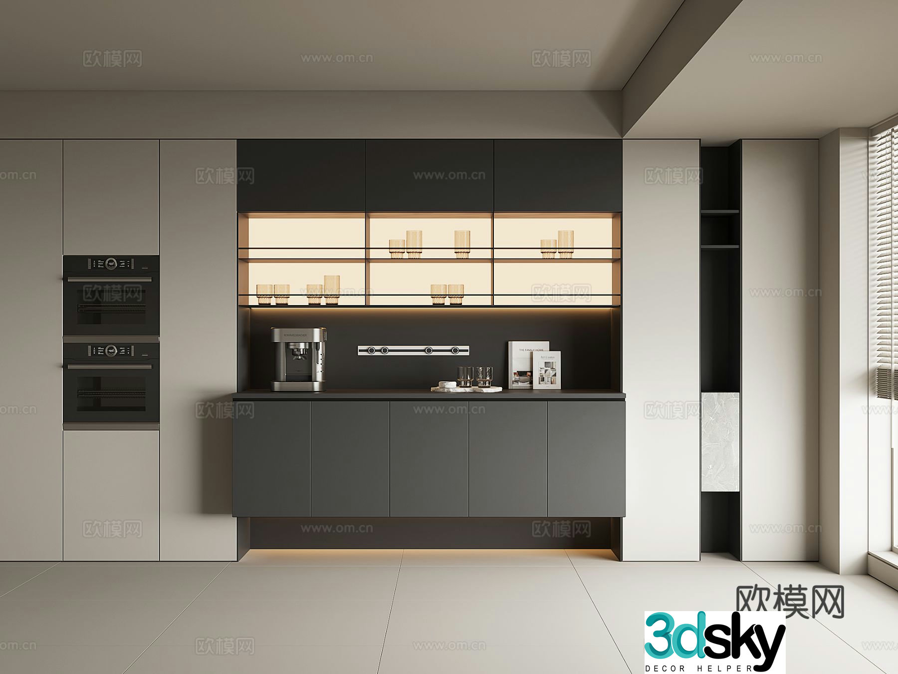 Modern wine cabinet sideboard 3D model