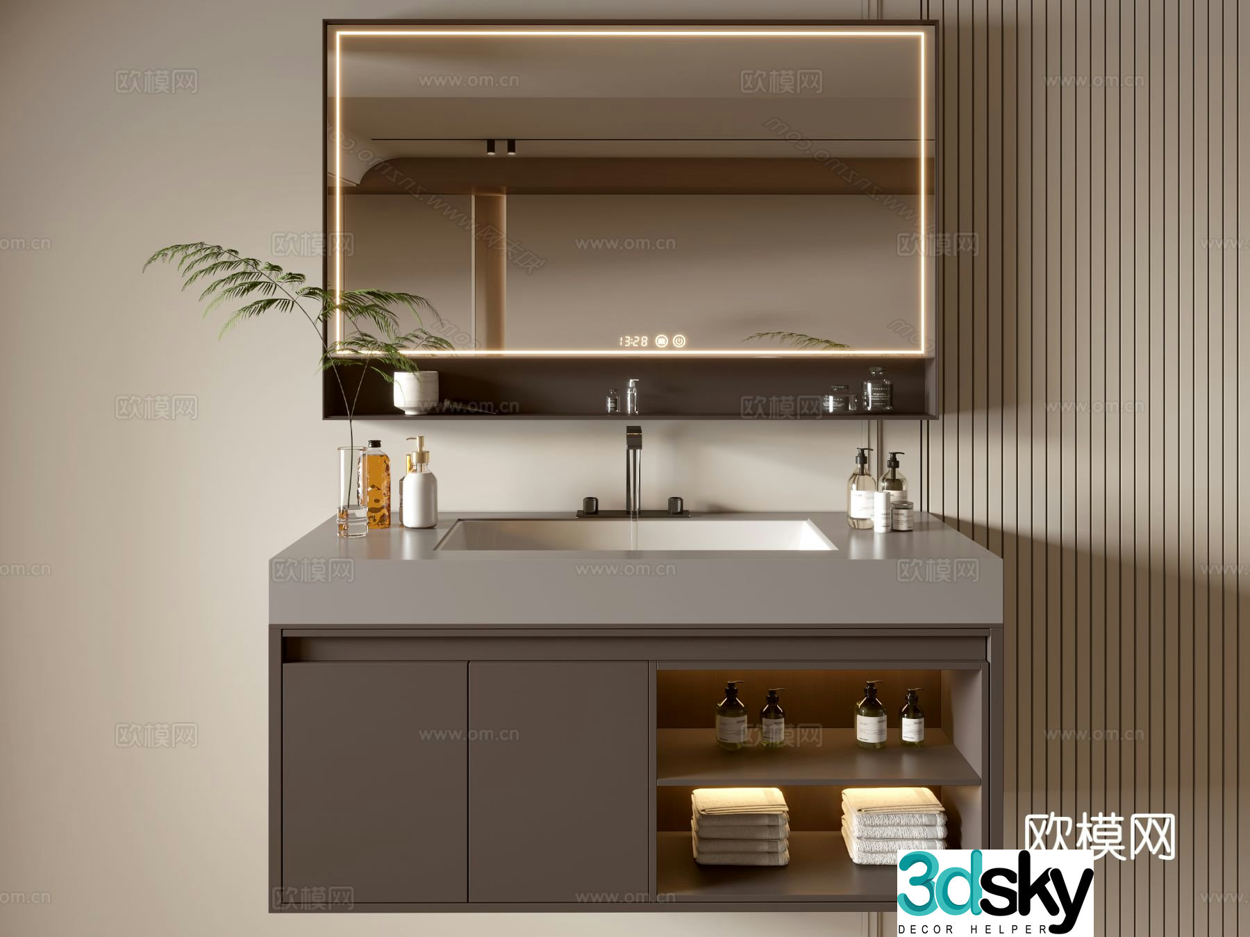 Modern bathroom cabinet bathroom basin bathroom ornaments mirror cabinet sink 3d model
