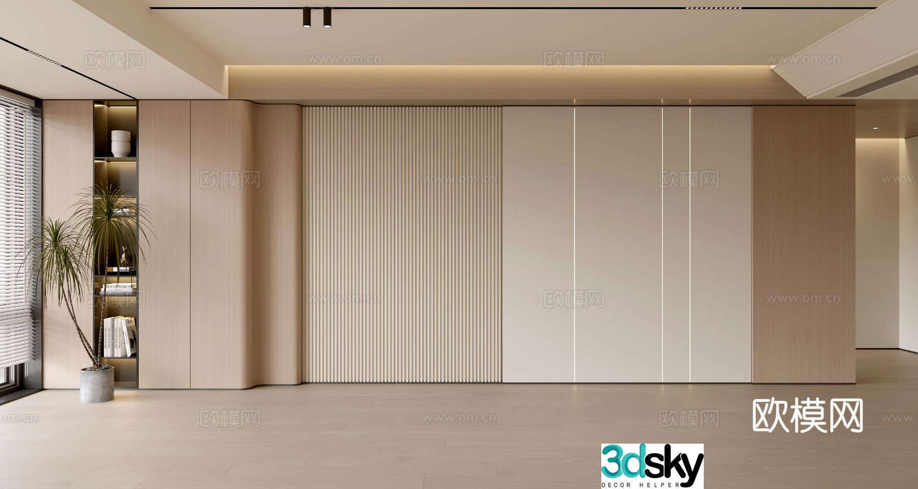 Modern minimalist background wall Sofa background wall 3d model