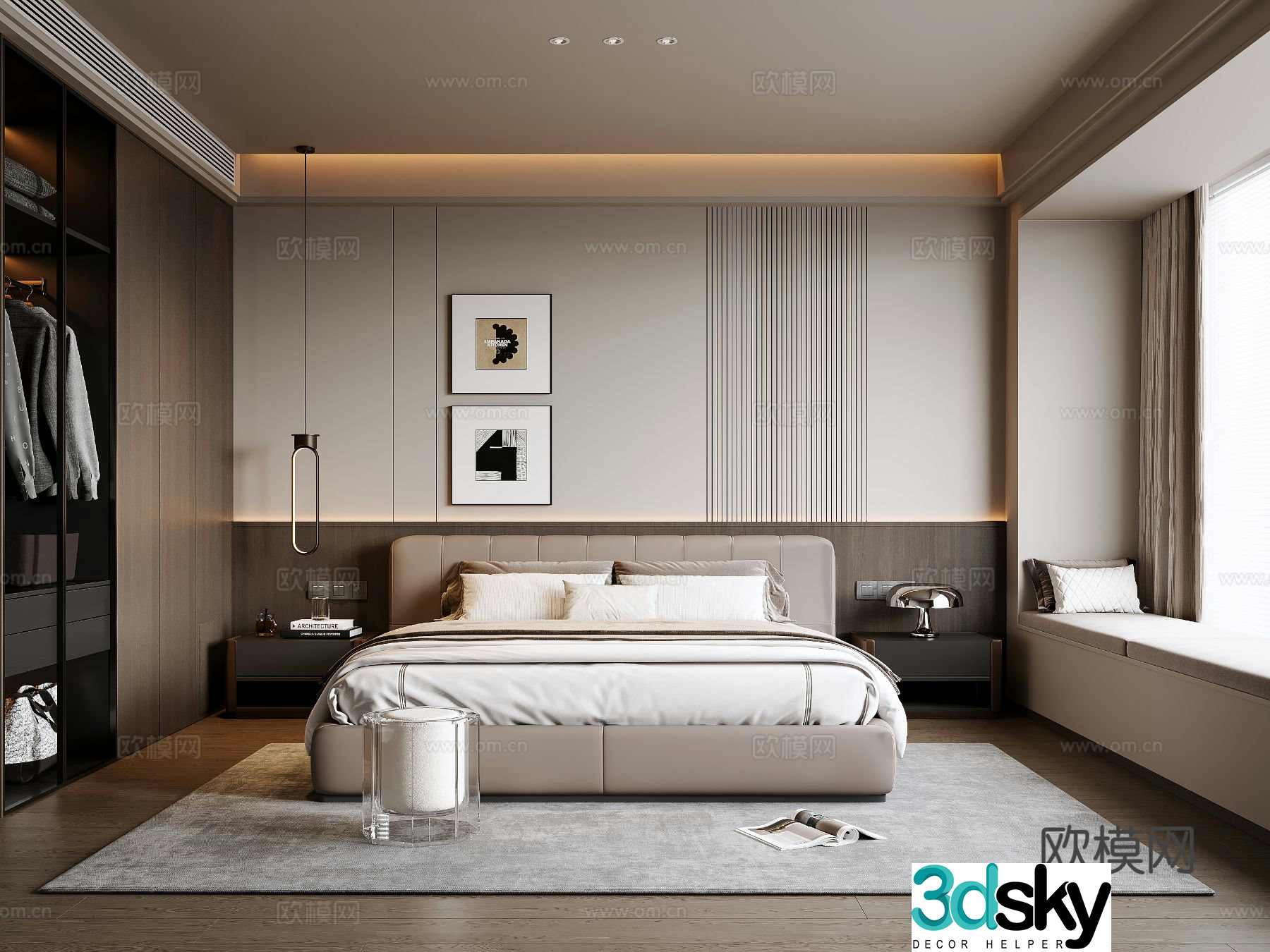 Modern Italian home bedroom 3d model