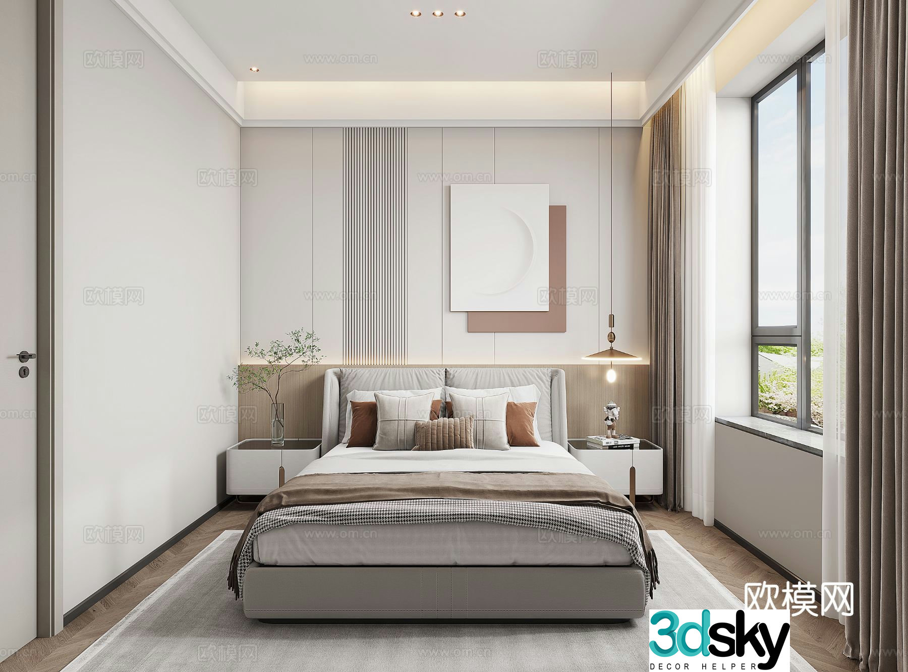 Modern minimalist bedroom second bedroom 3D model
