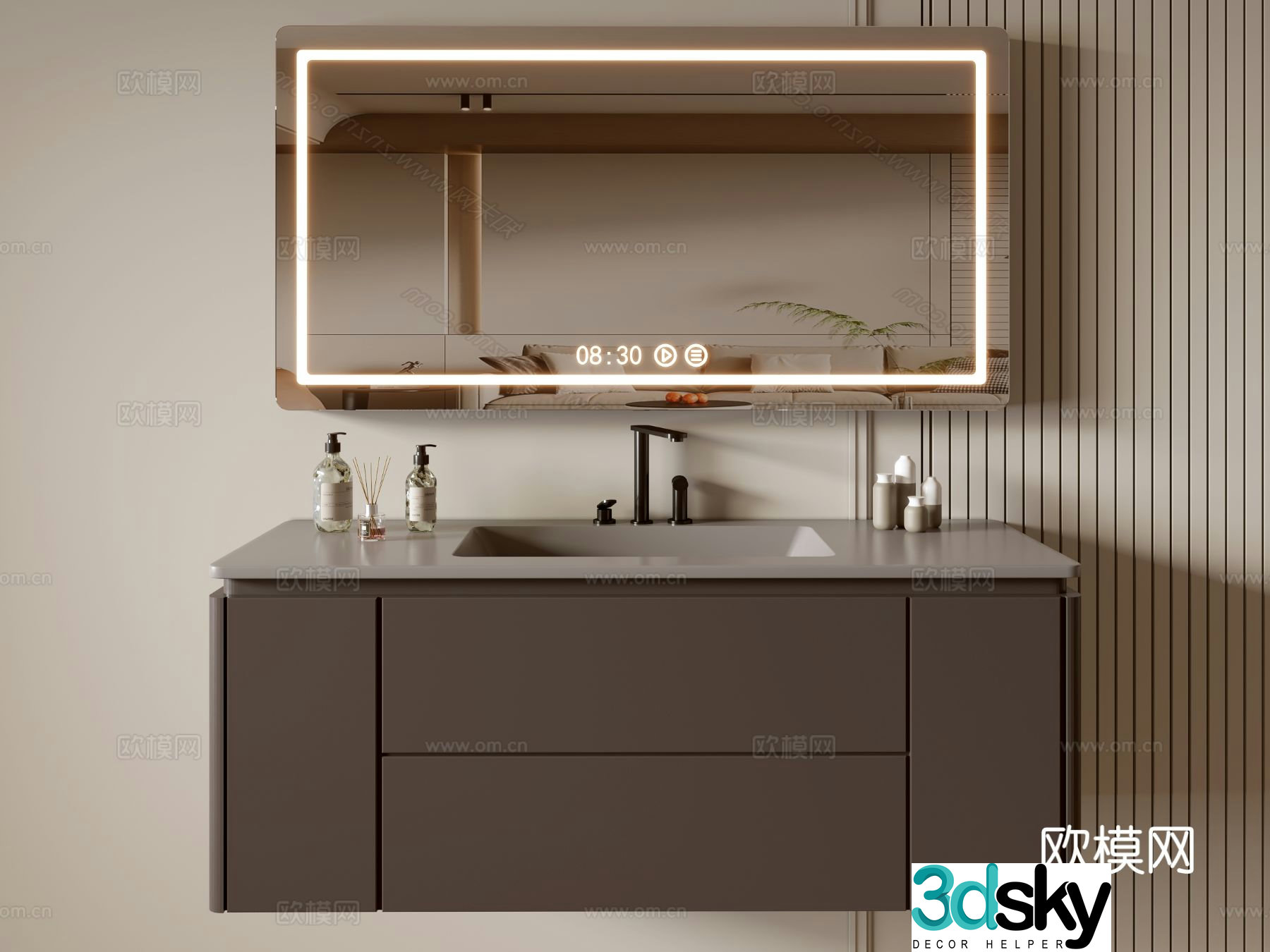 Modern bathroom cabinet bathroom basin bathroom ornaments mirror cabinet sink 3d model