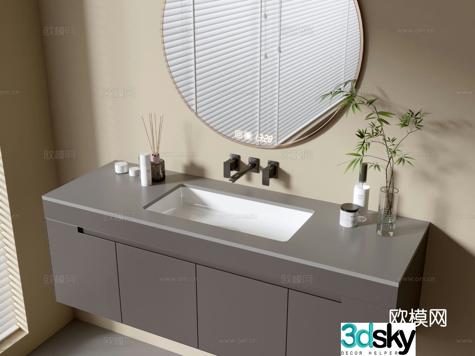 Modern bathroom cabinet bathroom basin bathroom ornaments mirror cabinet sink 3d model