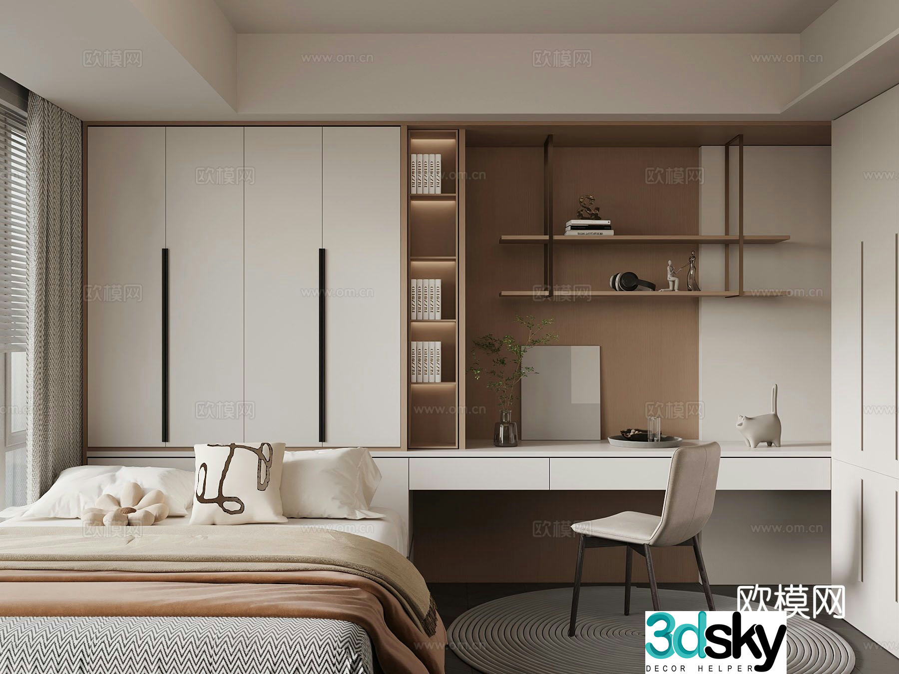 Modern tatami bedroom 3d model
