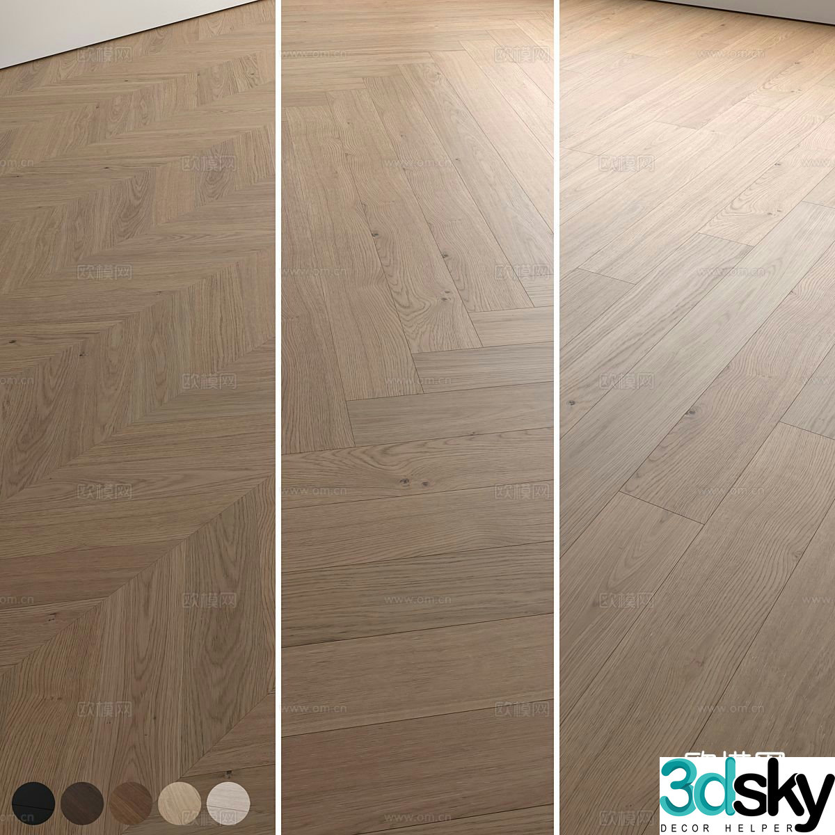 Floor tiles Wood grain tiles Indoor wood grain floor 3D model