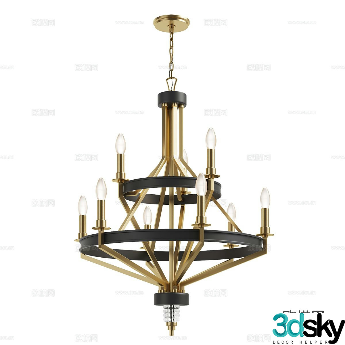 American chandelier Double-layer chandelier 3D model