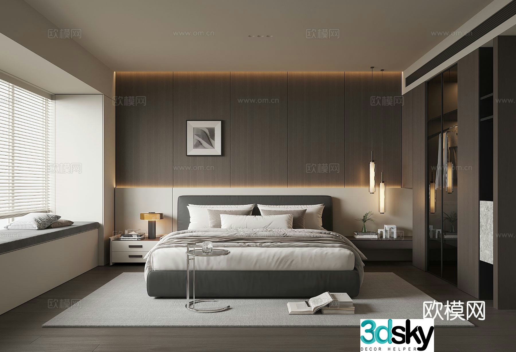 Modern home bedroom master bedroom 3d model