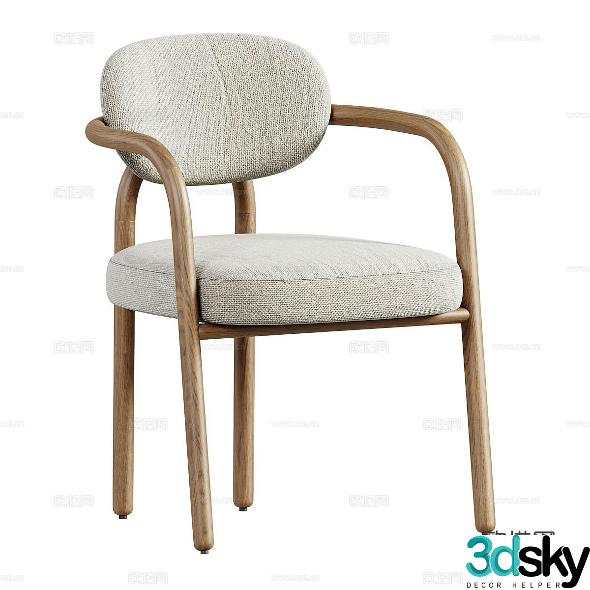New Chinese style Melqui chair wooden chair armchair 3d model