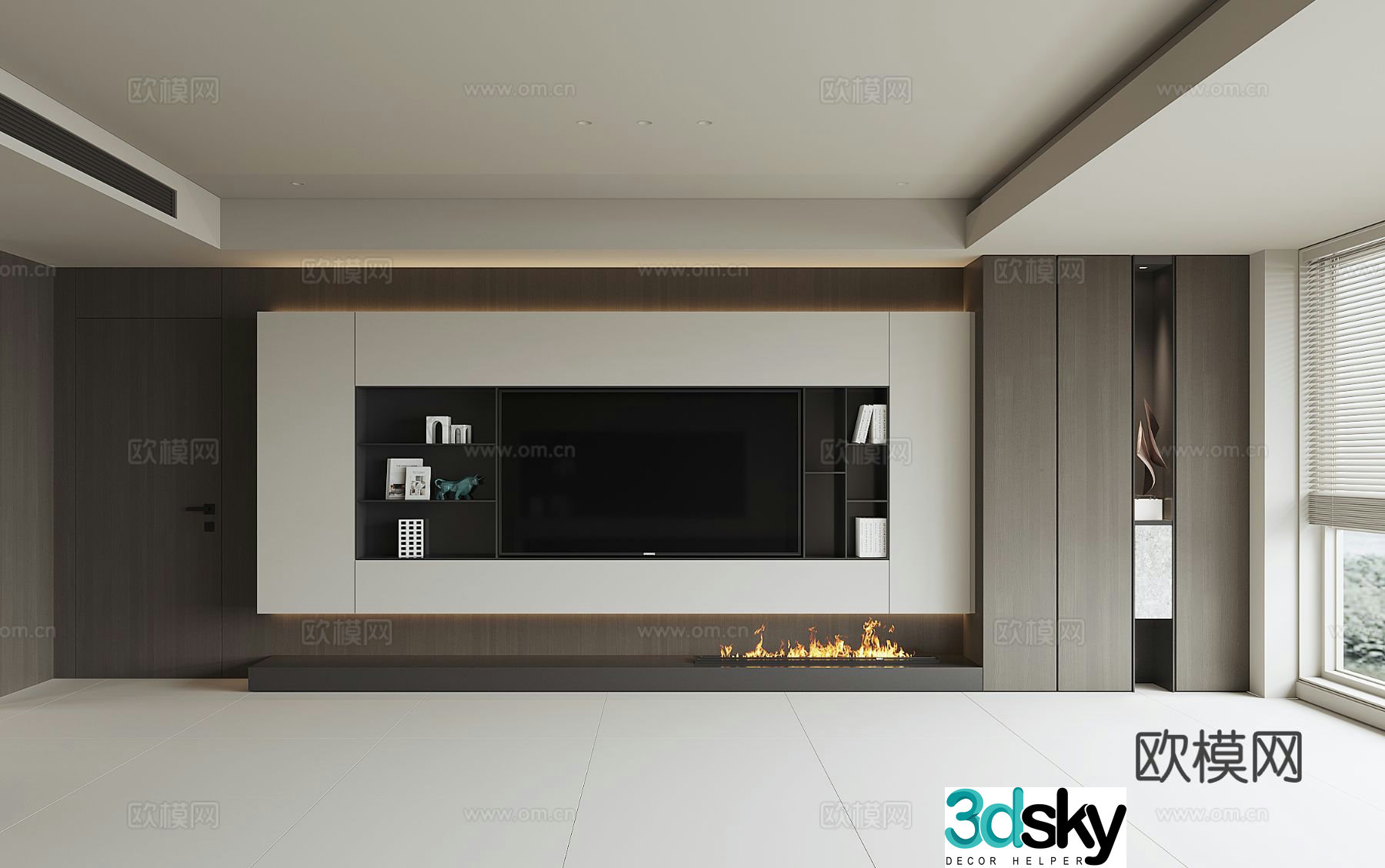 Modern TV background wall 3d model