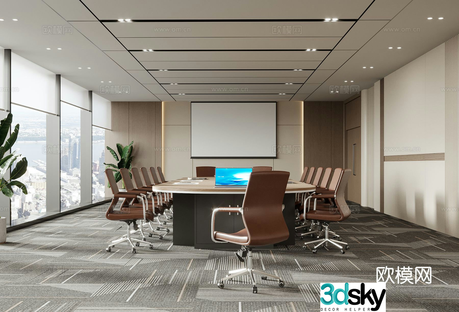 Modern conference room conference table chair office chair conference table 3d model