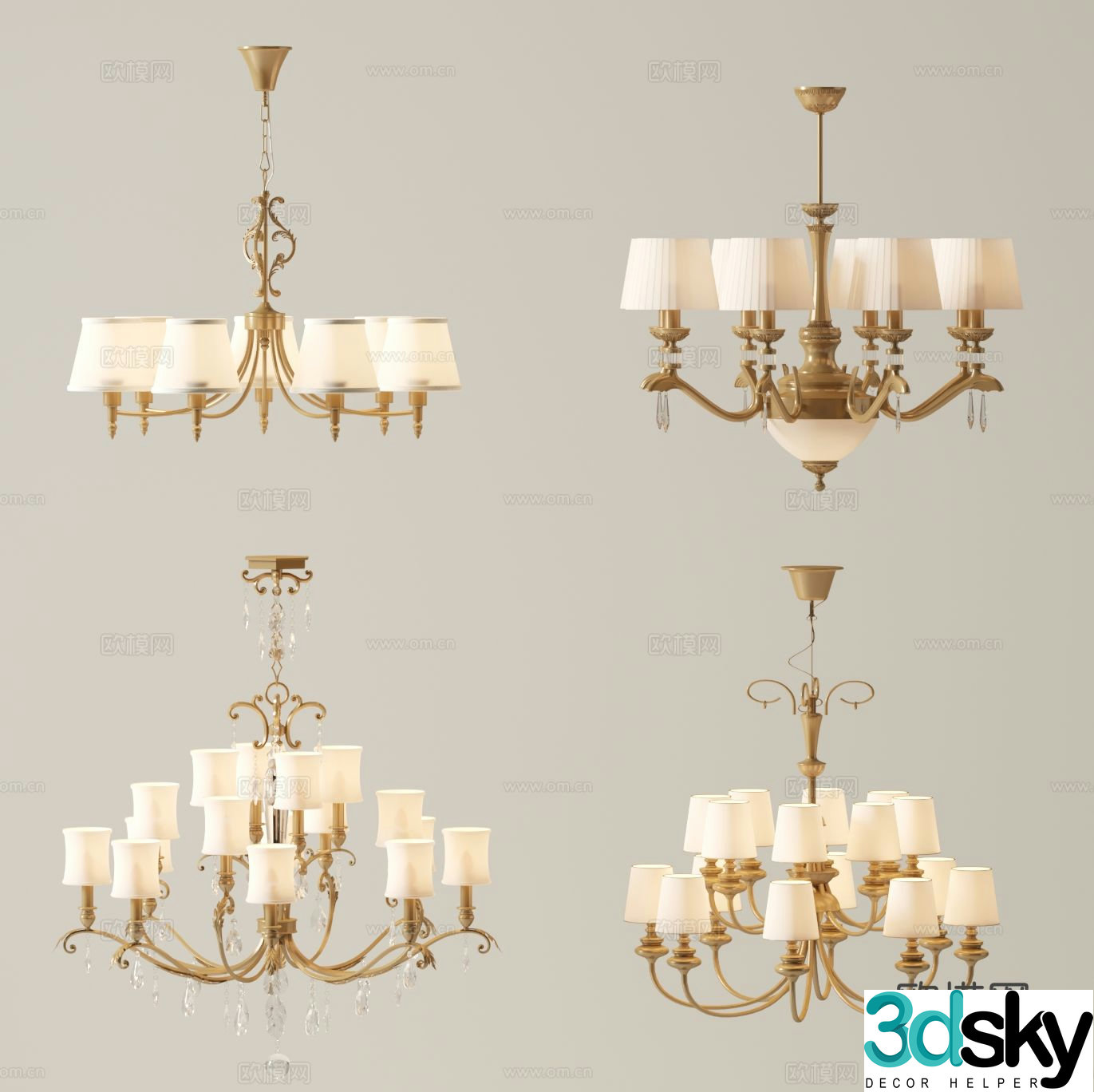 American chandelier decorative lamp 3d model