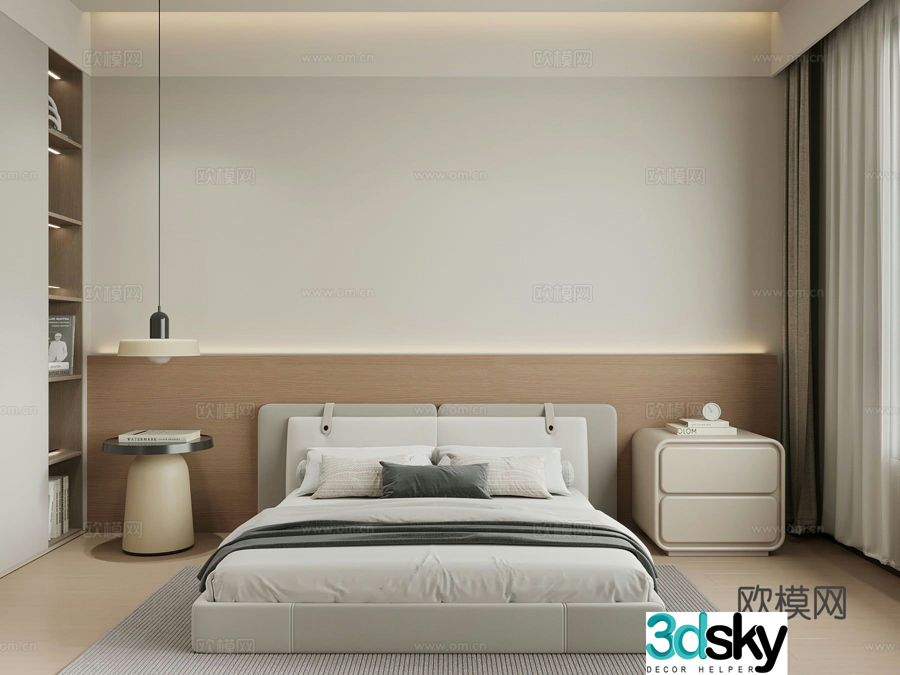 Modern bedroom Double bed Wardrobe 3d model