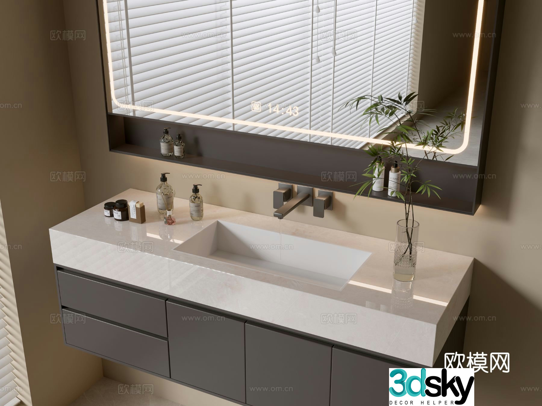 Modern bathroom cabinet bathroom basin bathroom ornaments mirror cabinet sink 3d model