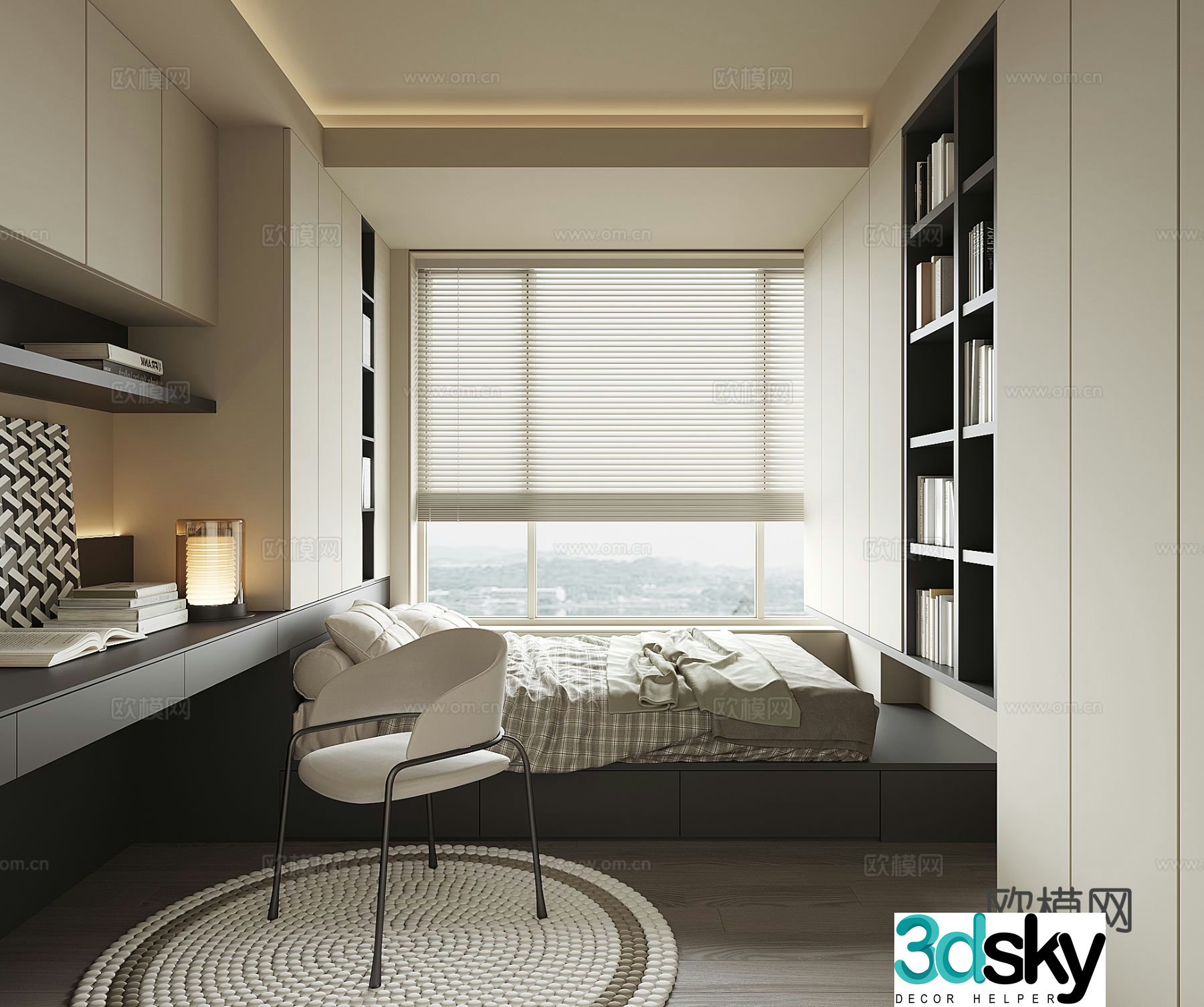 Modern tatami bedroom 3d model