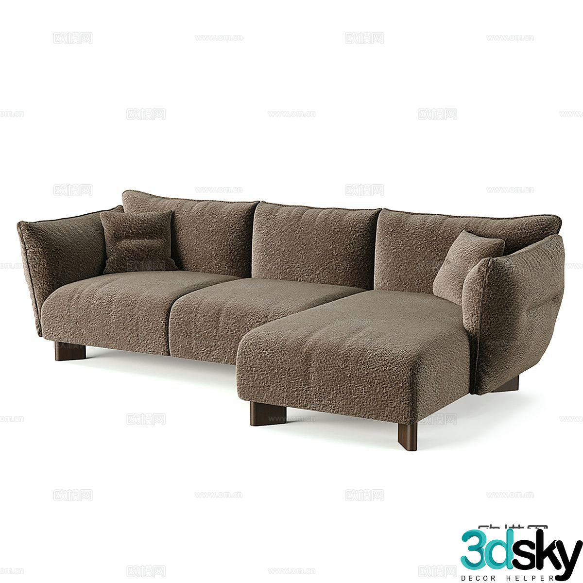 Modern simple double sofa corner sofa 3d model