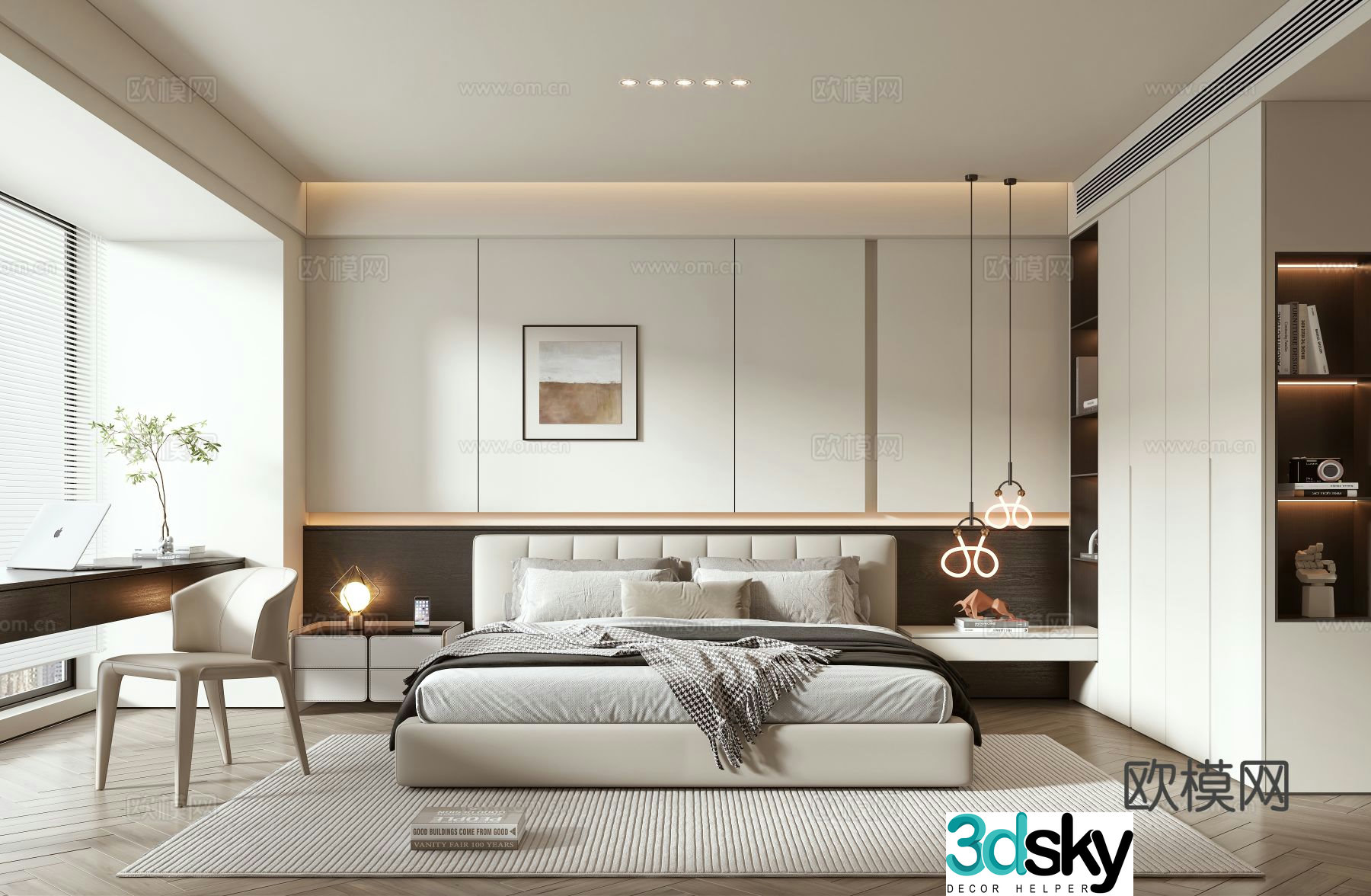 Creamy Bedroom Master Bedroom 3D Model
