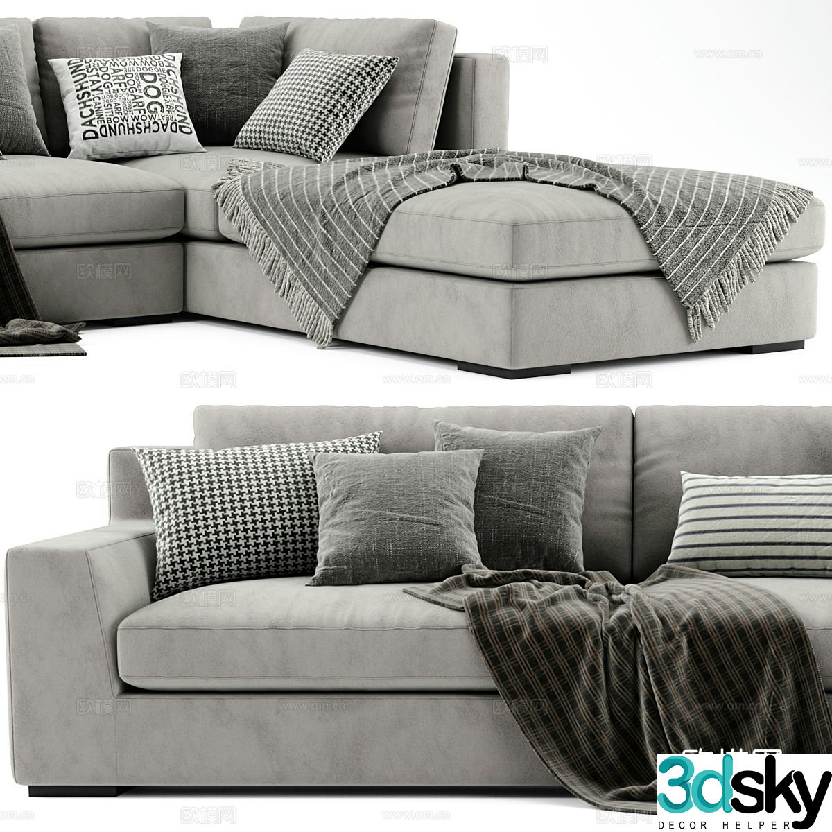 Modern fabric corner sofa 3d model