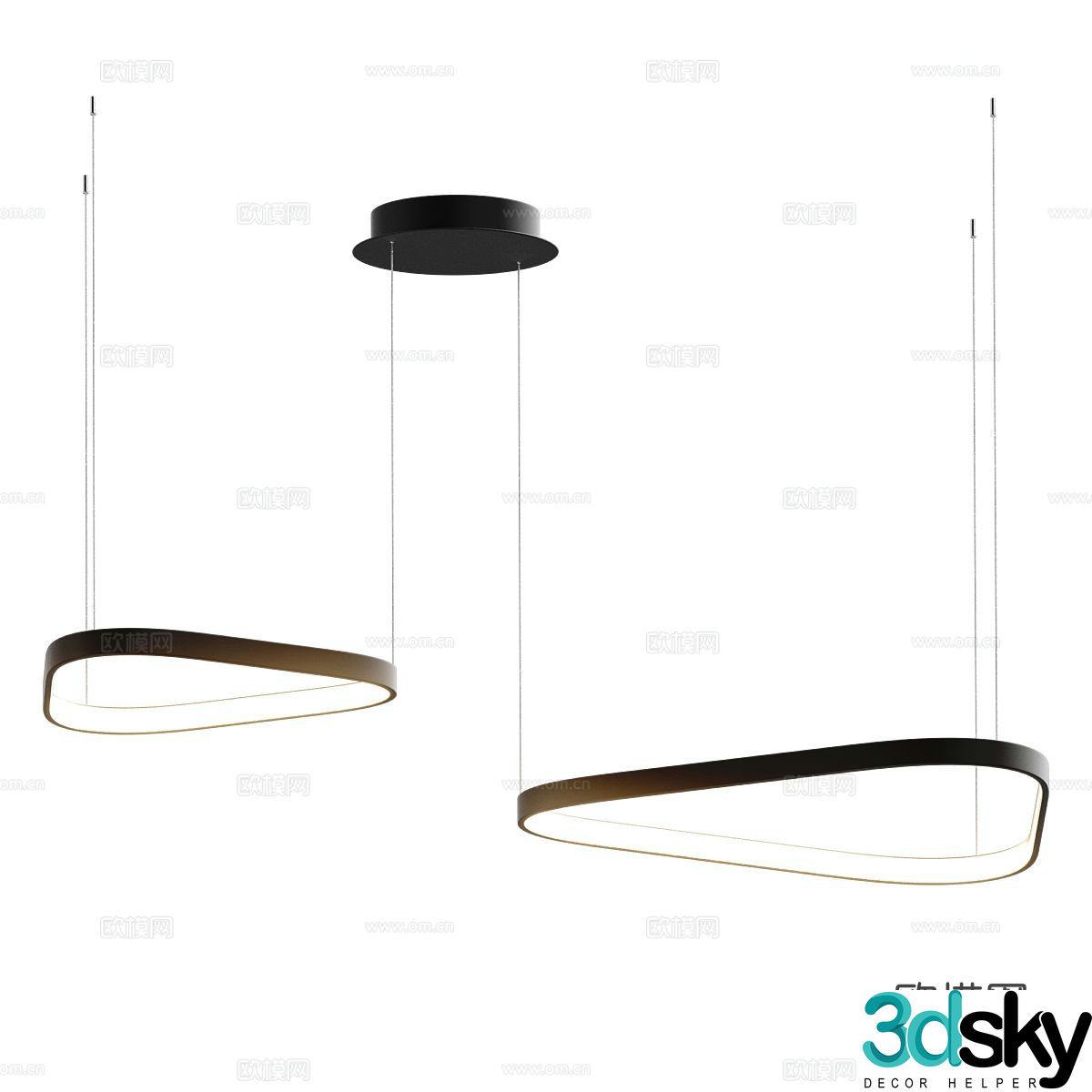 Modern simple chandelier Line chandelier 3d model
