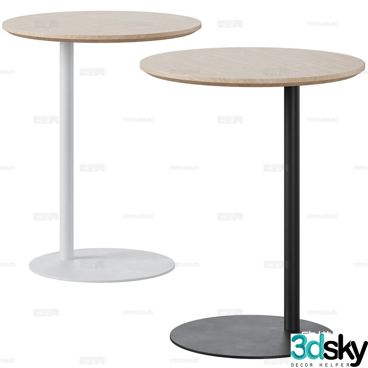 Italian minimalist side table round table 3D model