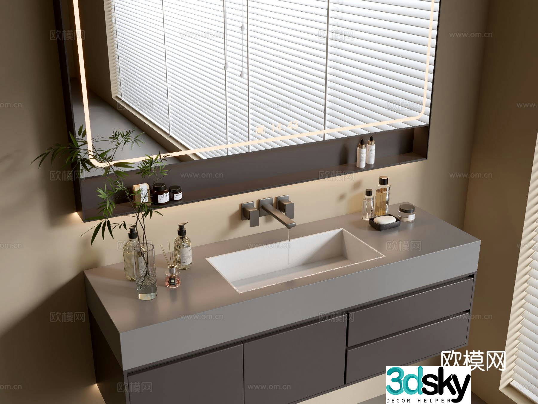 Modern bathroom cabinet bathroom basin bathroom ornaments mirror cabinet sink 3d model