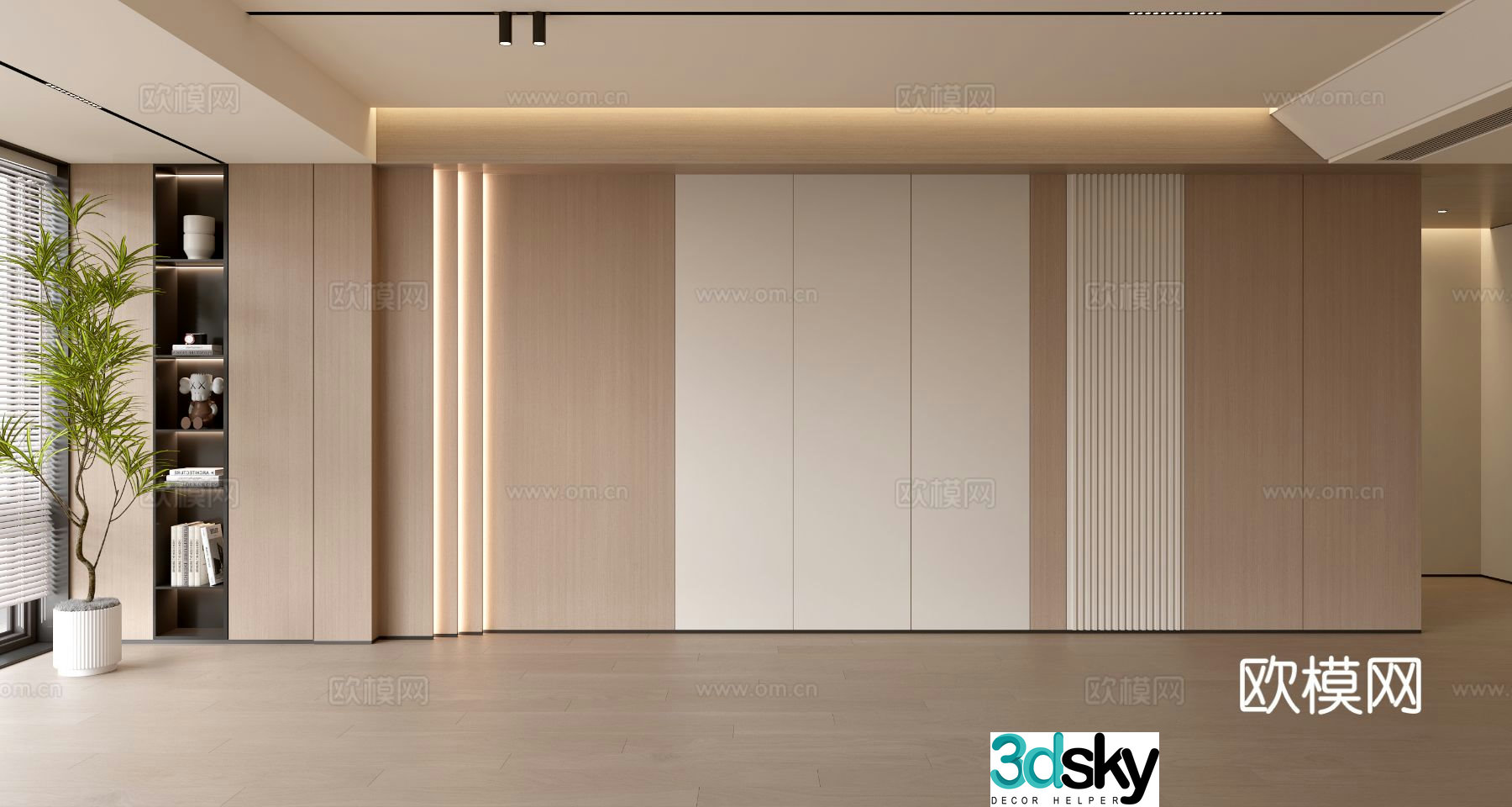 Modern minimalist background wall Sofa background wall 3d model