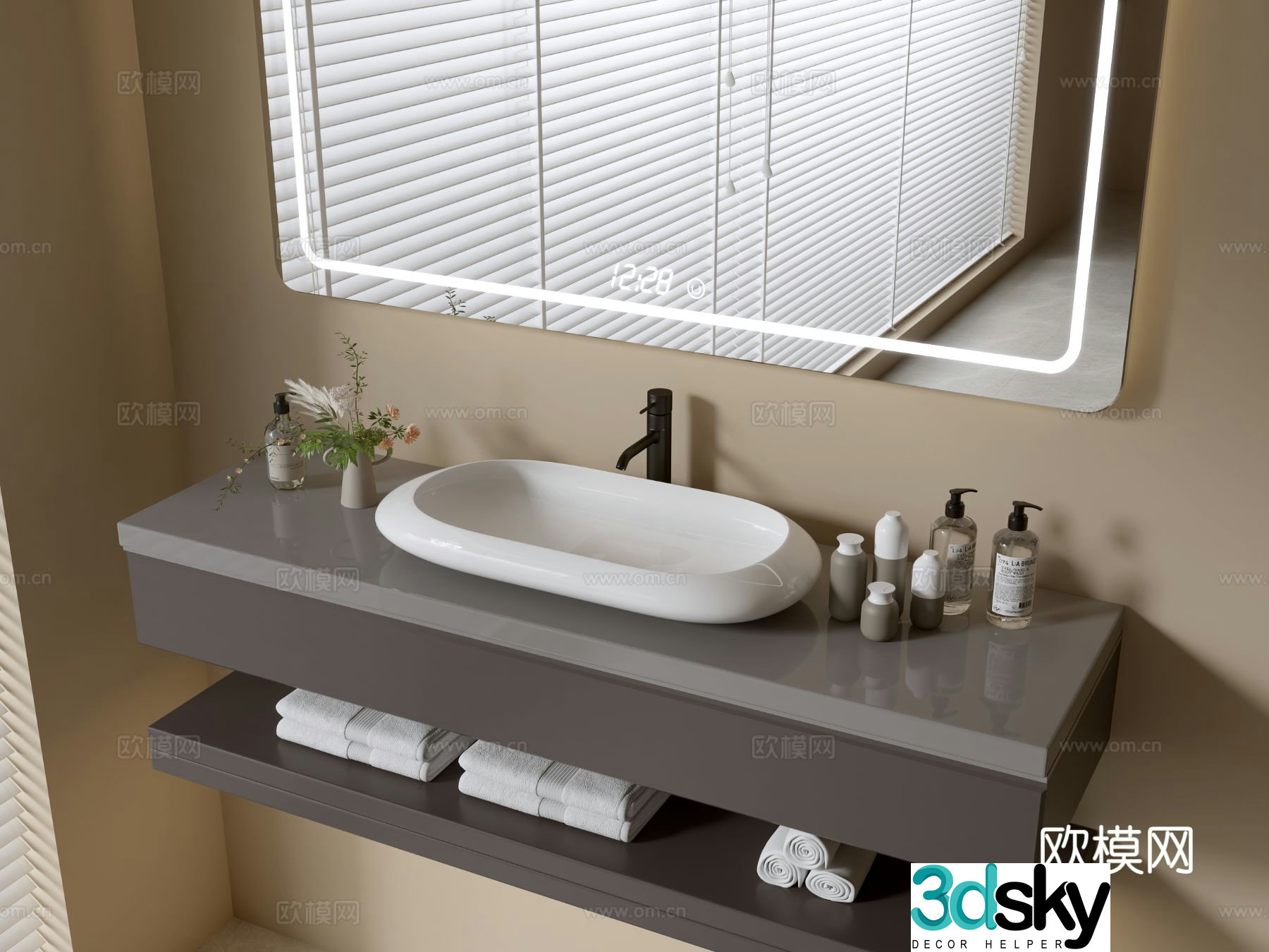 Modern bathroom cabinet bathroom basin bathroom ornaments mirror cabinet sink 3d model