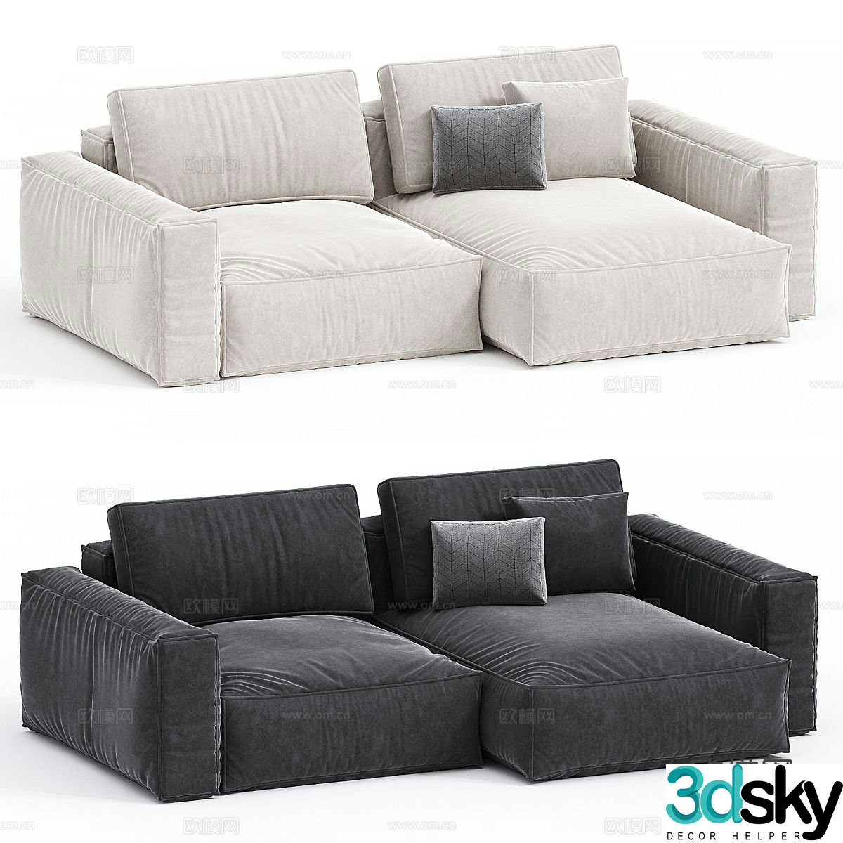 Italian minimalist sofa double sofa corner sofa 3D model