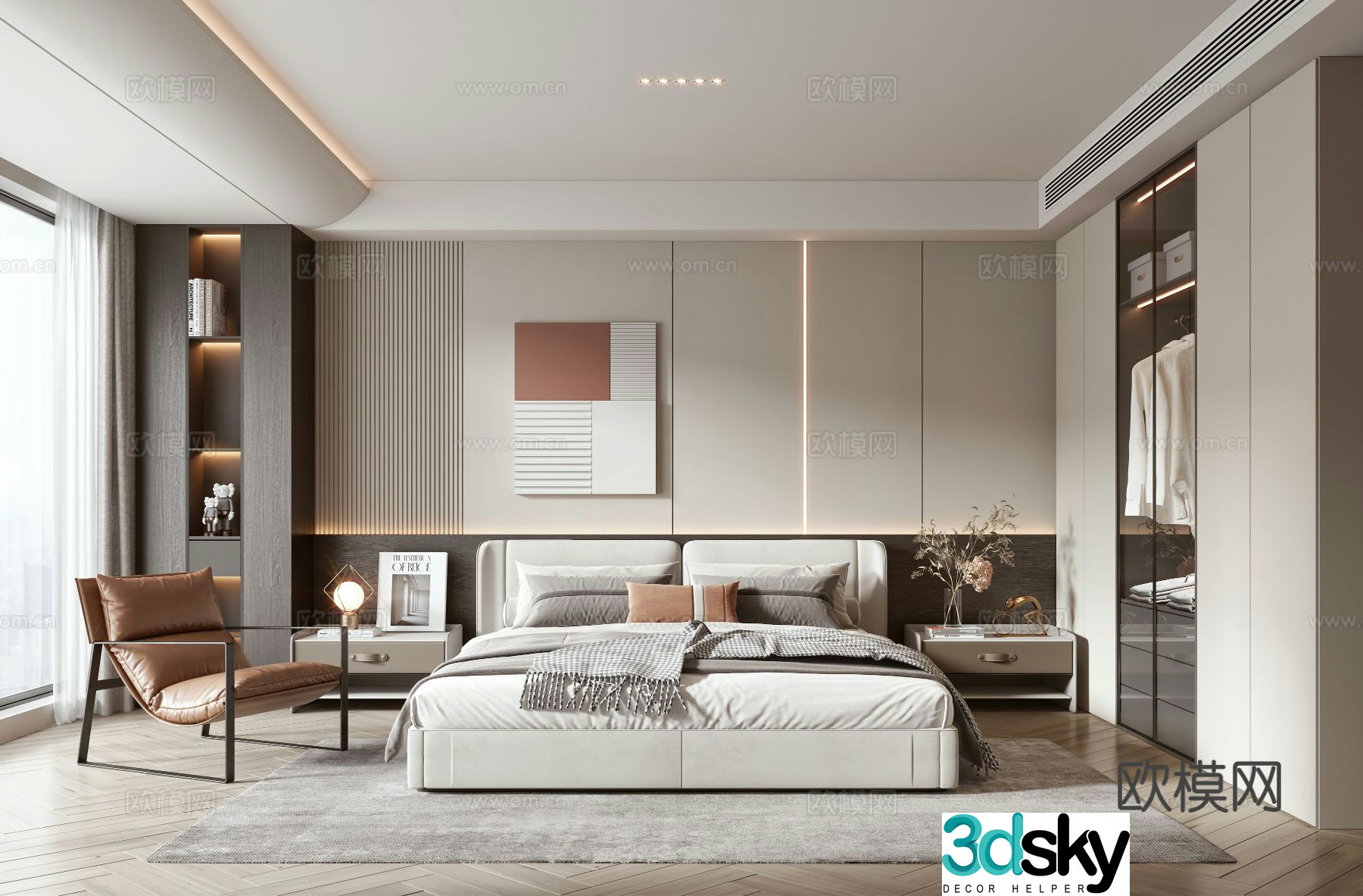 Modern bedroom master bedroom 3d model