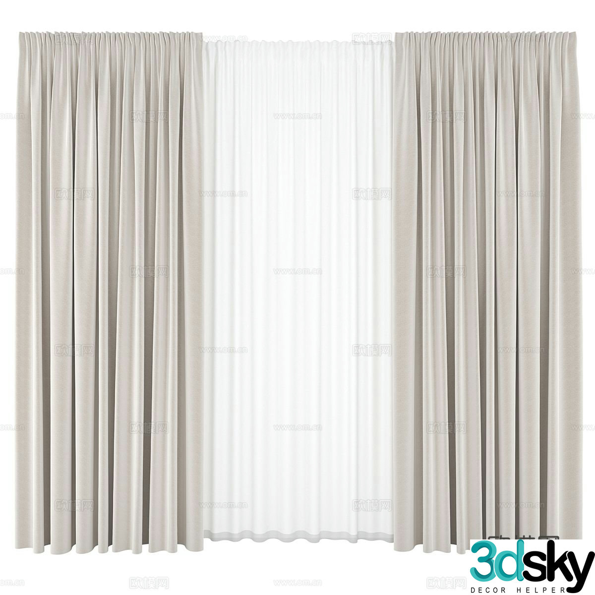 Modern fabric curtain gauze curtain 3d model