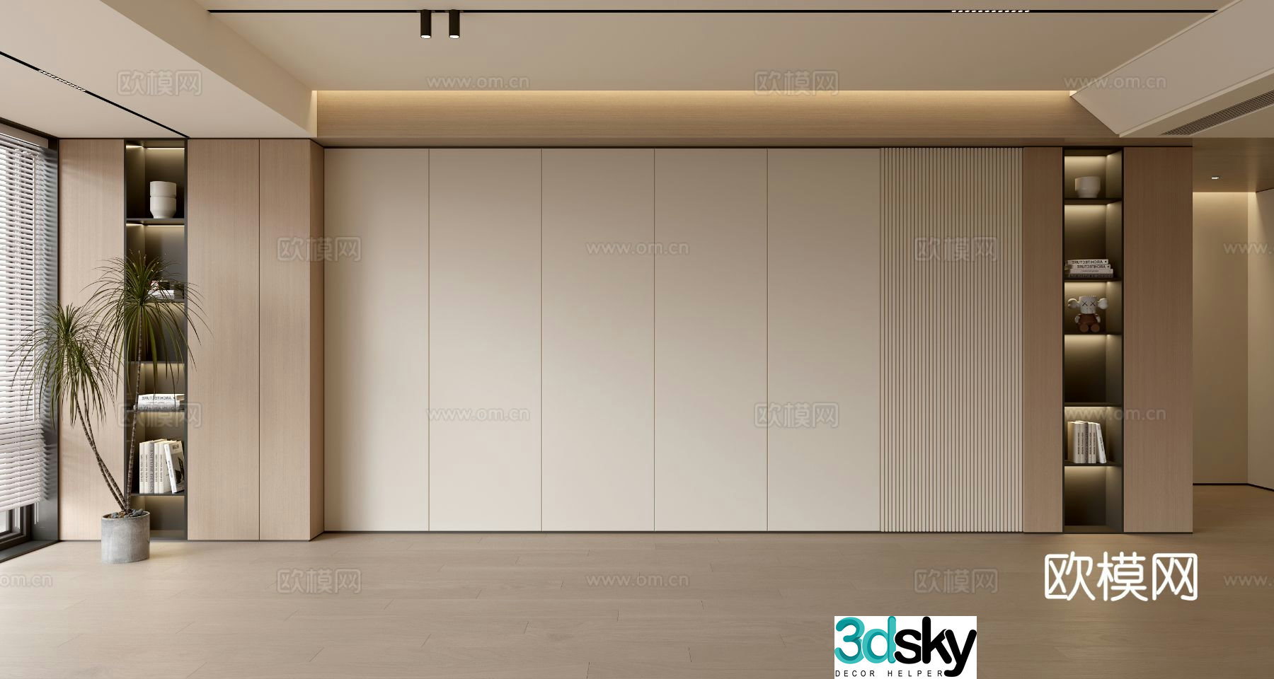 Modern minimalist background wall Sofa background wall 3d model