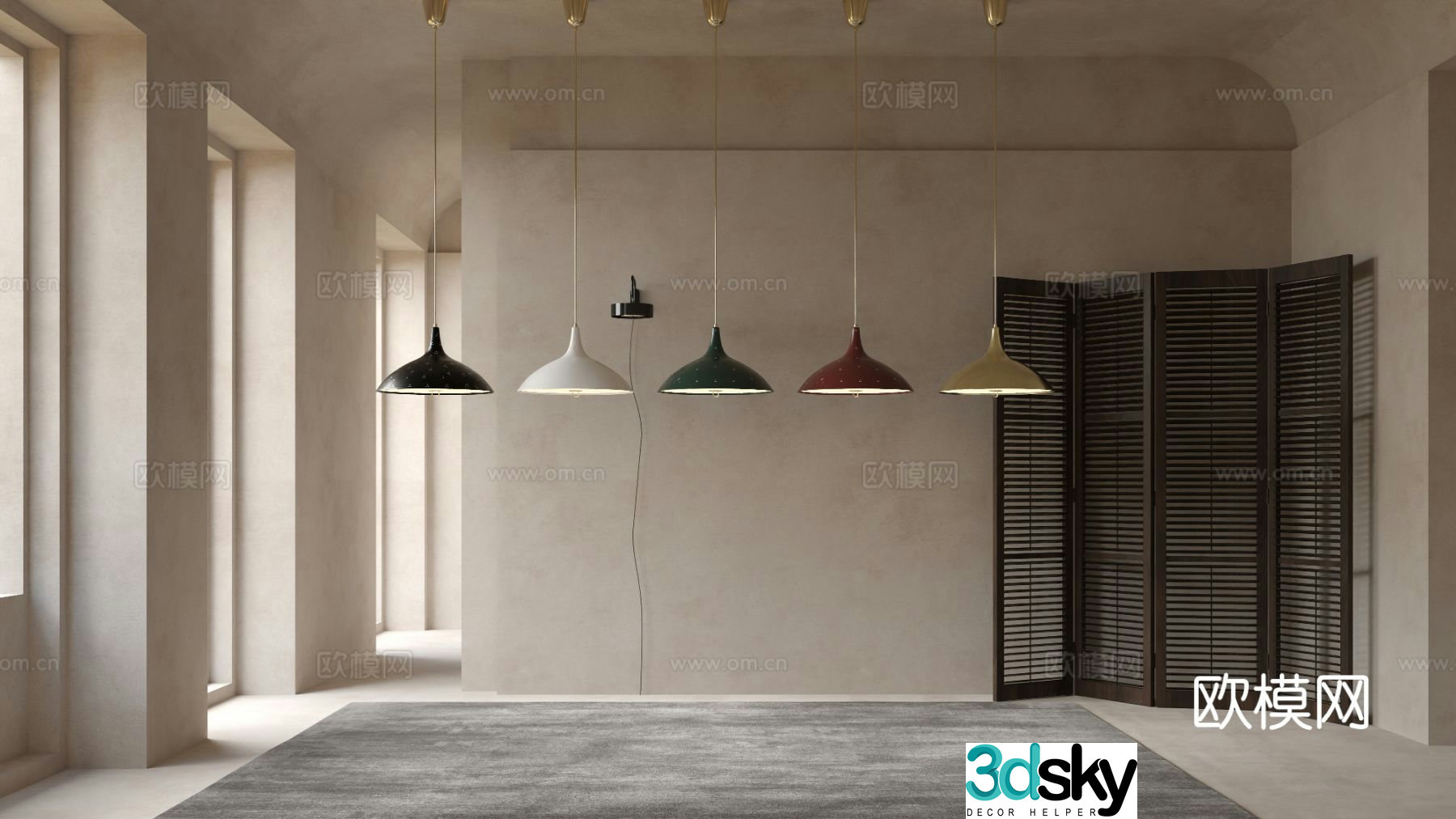 GUBI modern chandelier hanging line lamp 3d model
