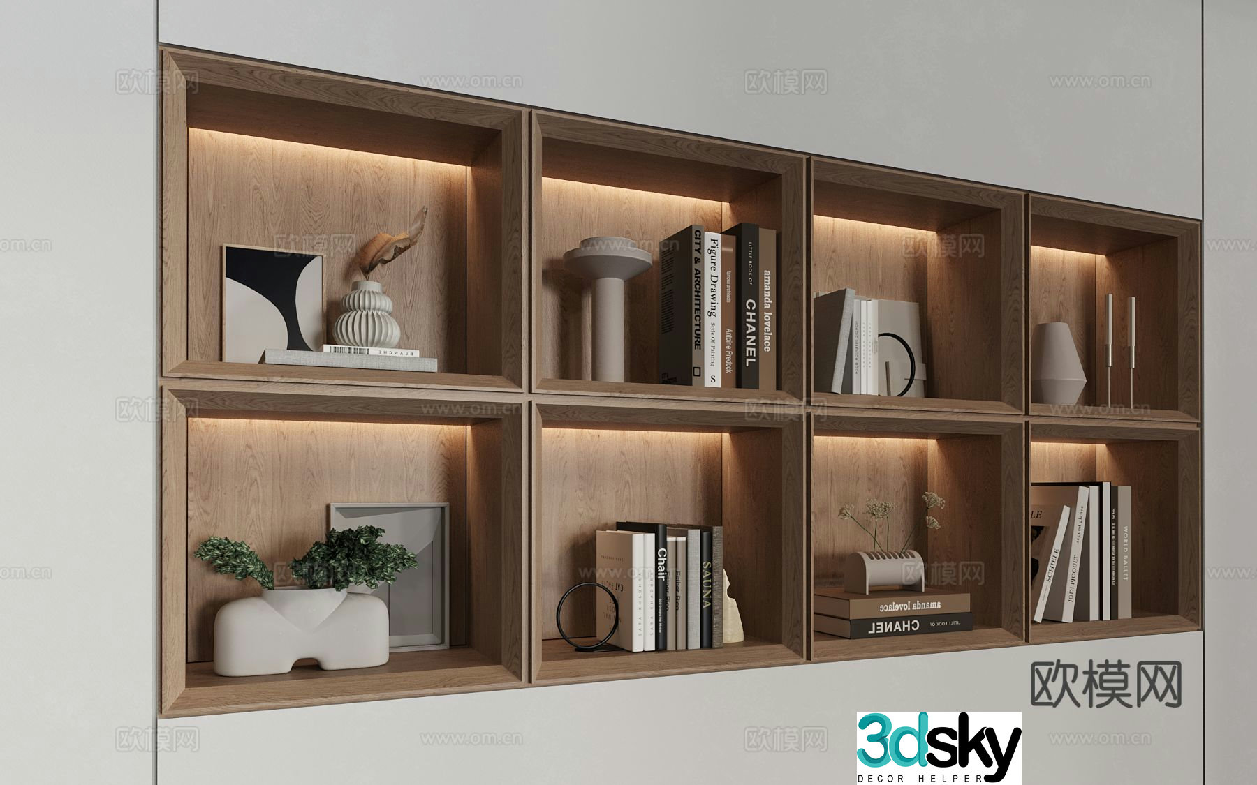 Awasaki bookcase alcove book sculpture ornament 3d model