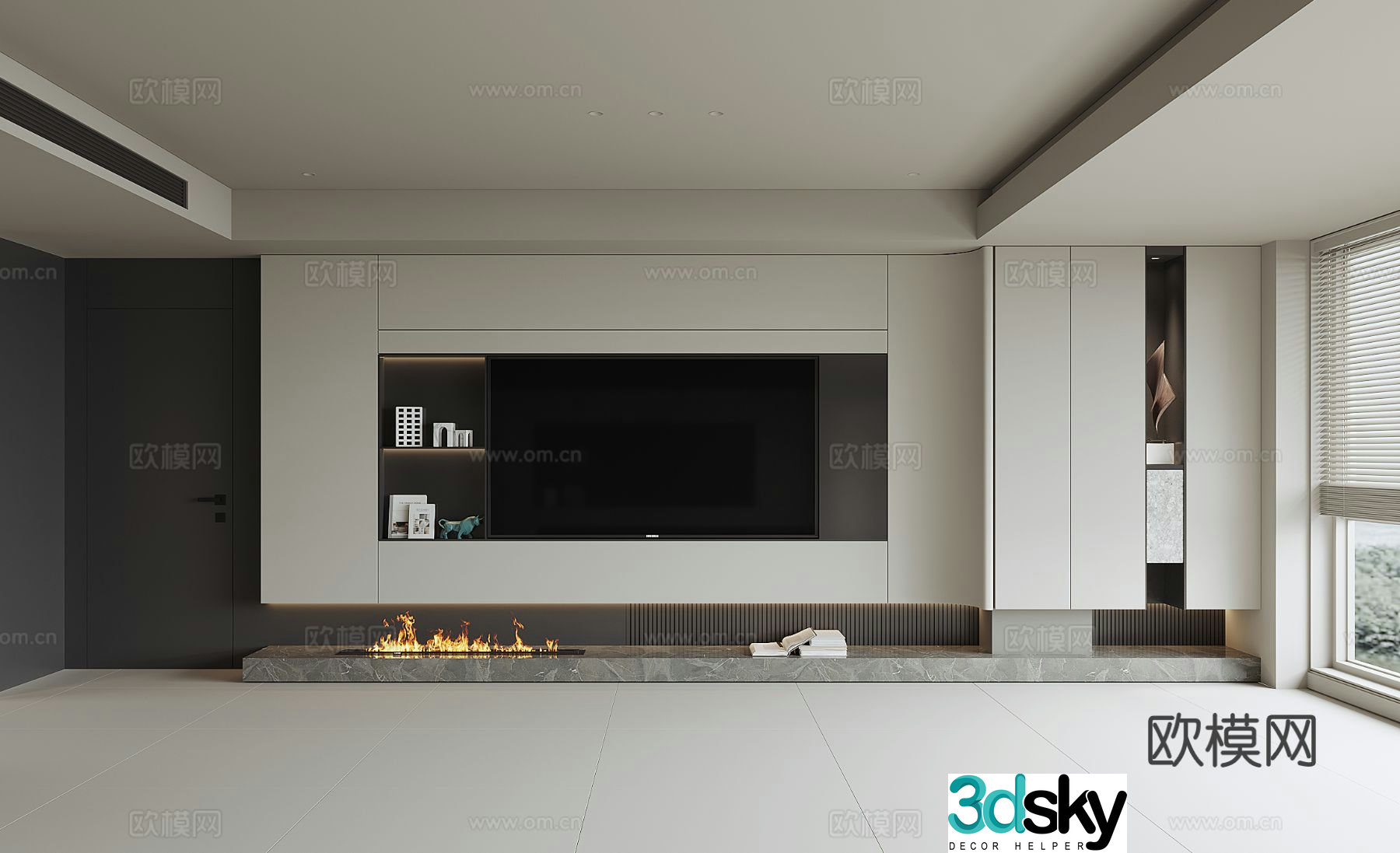 Modern TV background wall 3d model