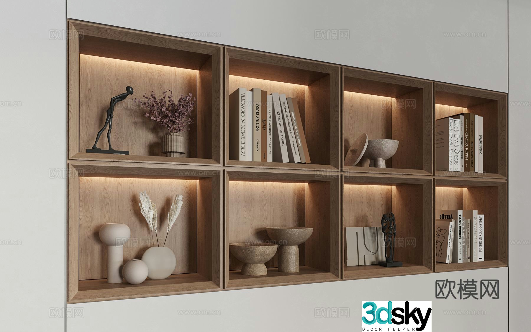 Awasaki bookcase alcove book sculpture ornament 3d model