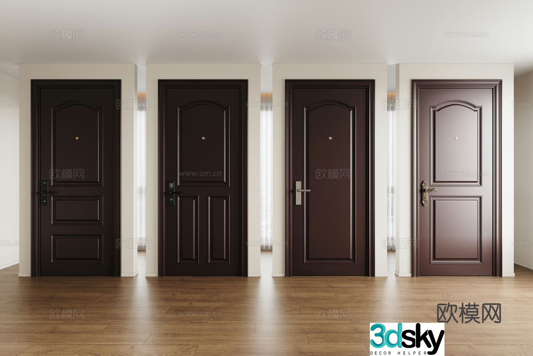 Modern security door entrance door single-open door finger silk door lock 3D model