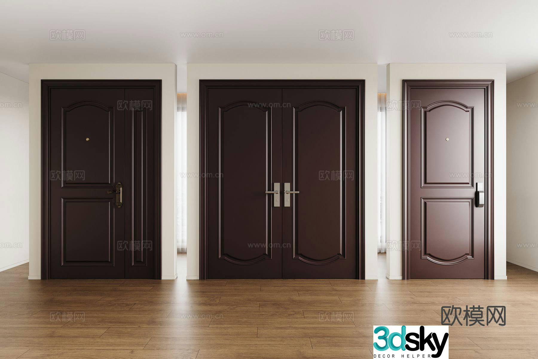 Modern entrance door security door double-open door mother and child door door lock 3d model