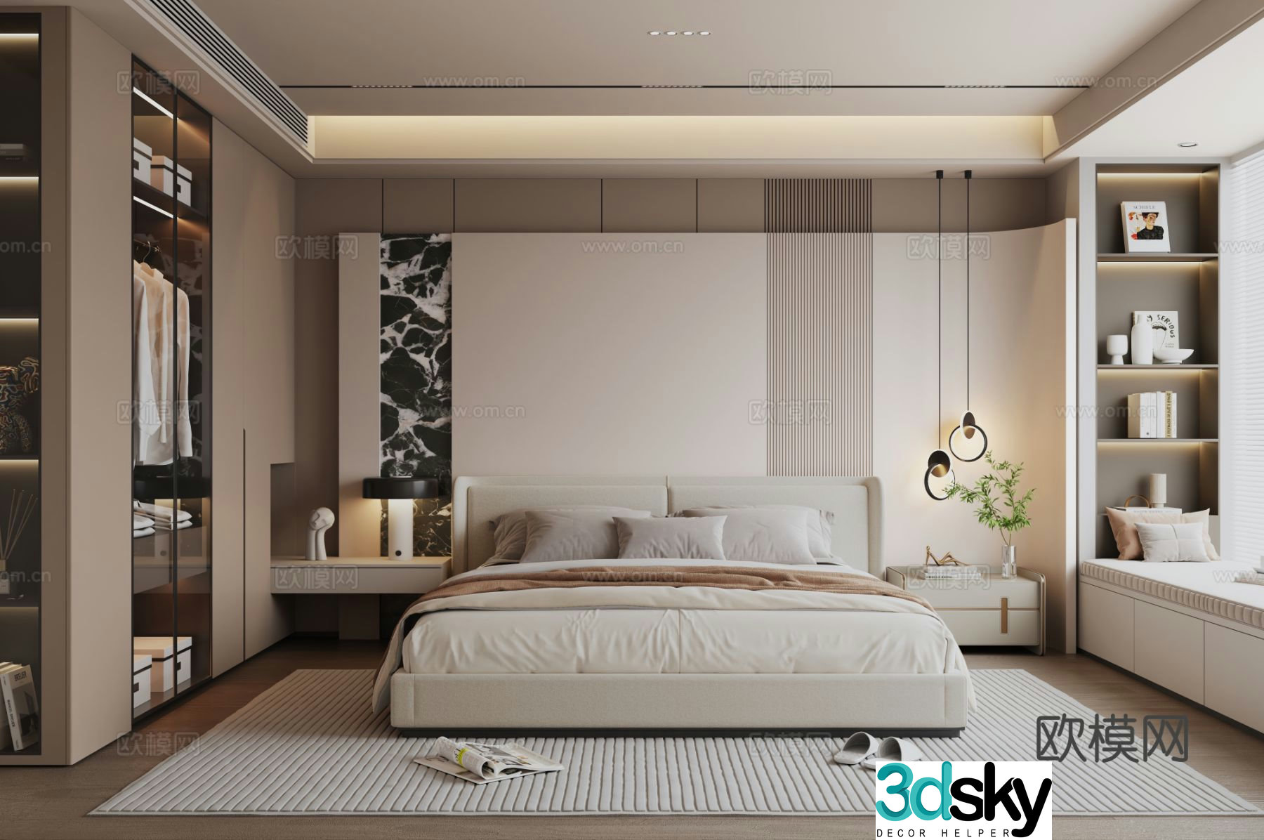 Italian style bedroom master bedroom 3d model