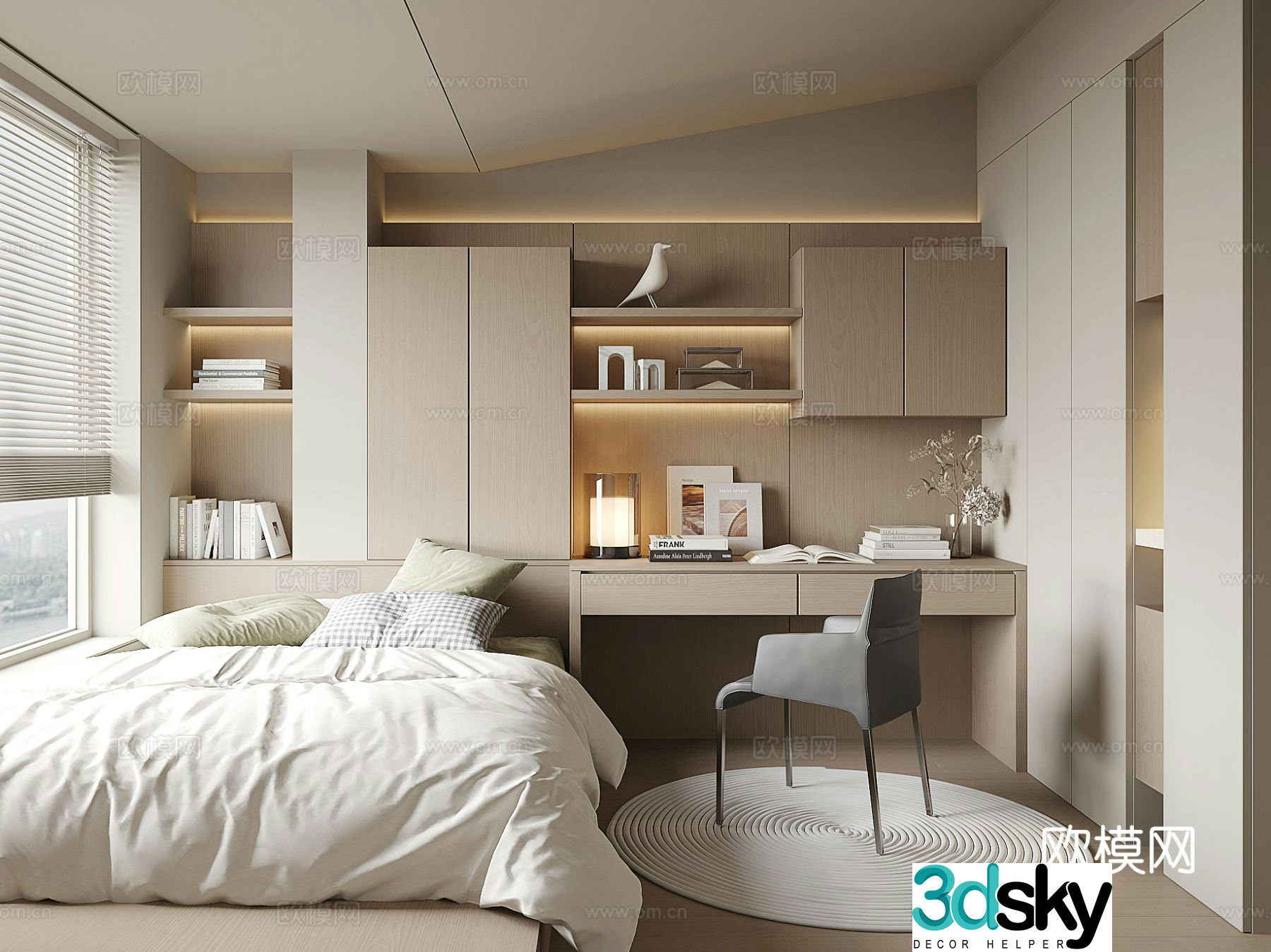 Modern tatami bedroom 3d model