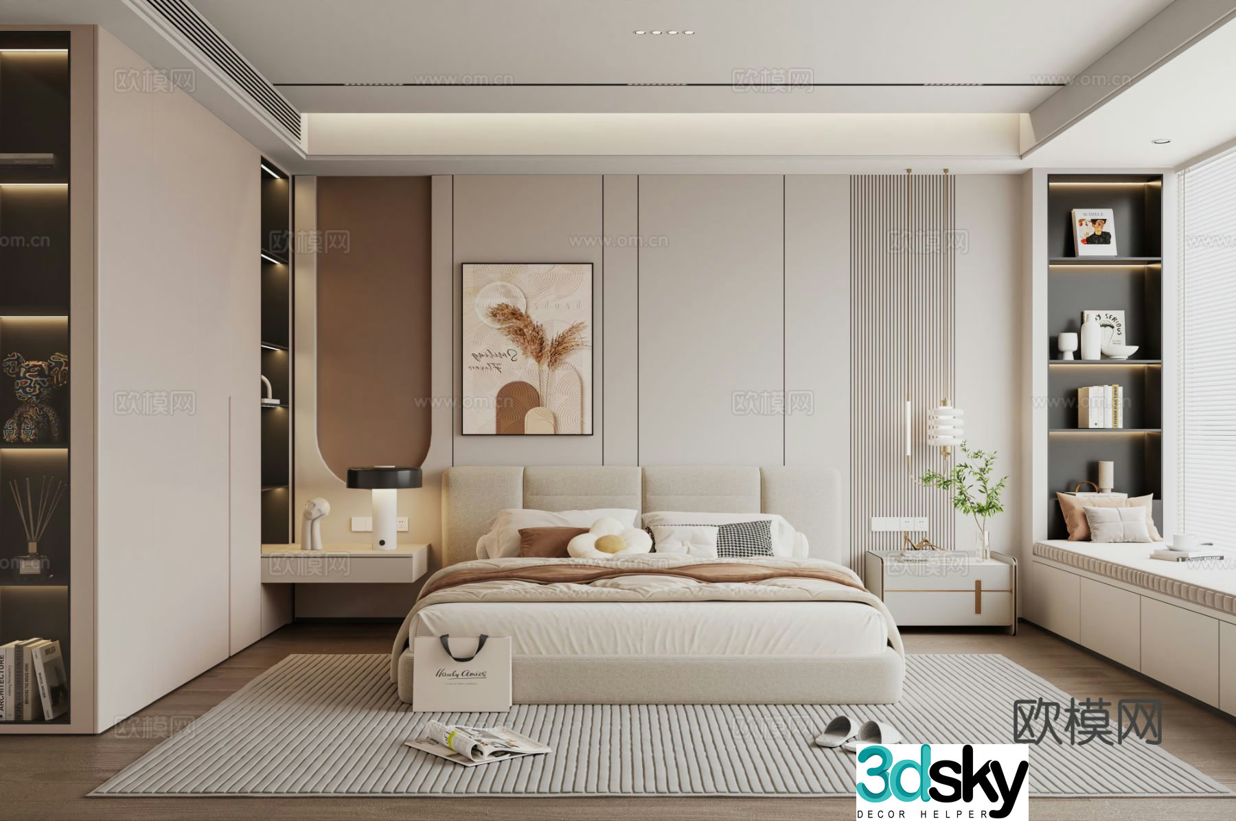 Creamy Bedroom Master Bedroom 3D Model