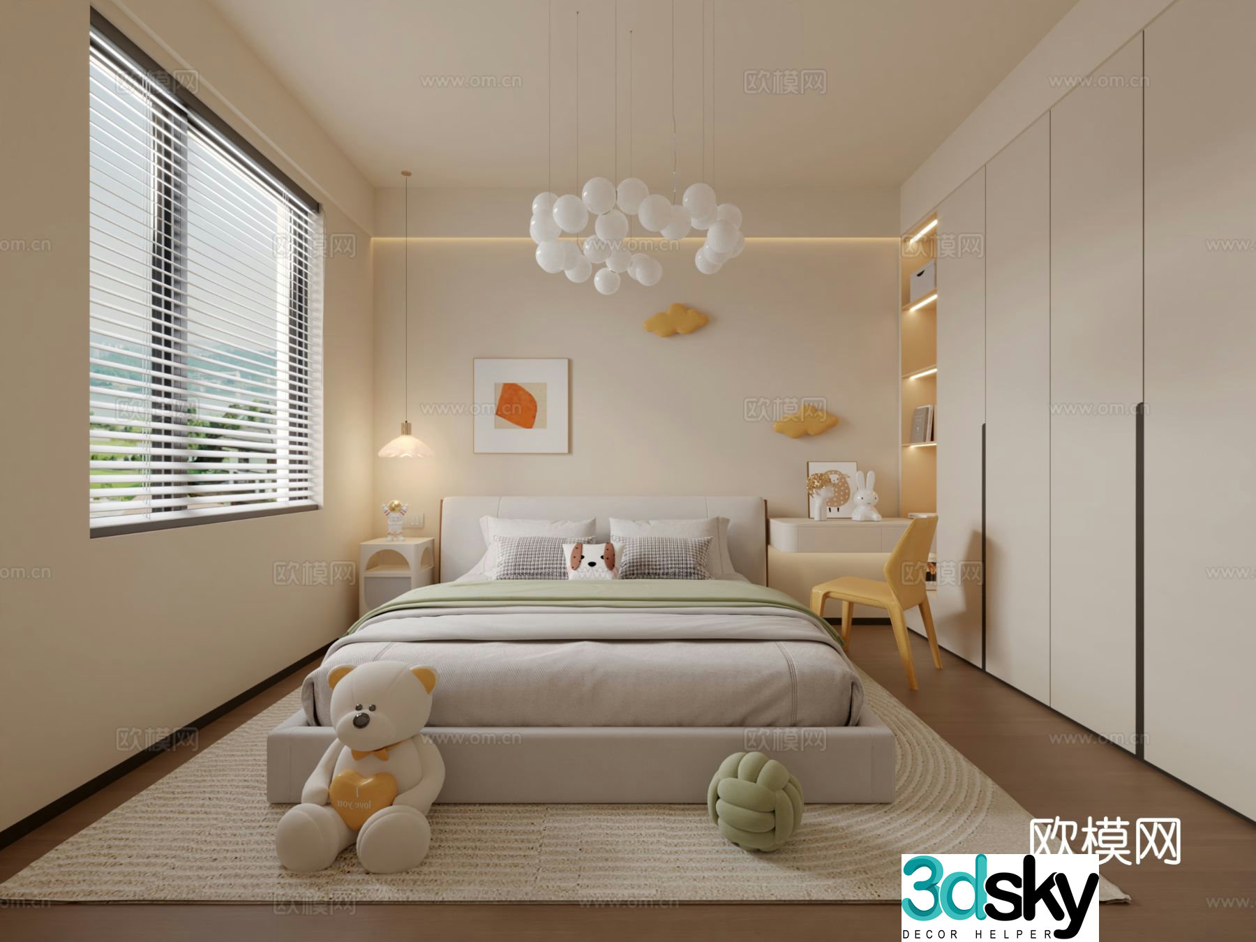 Creamy children’s room children’s room second bedroom 3D model