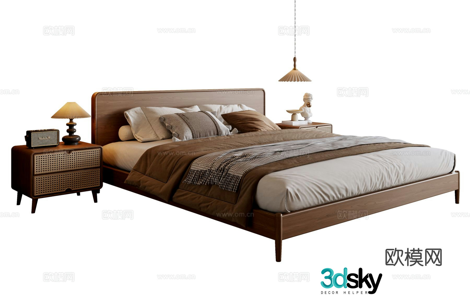 Middle-aged double bed 3D model