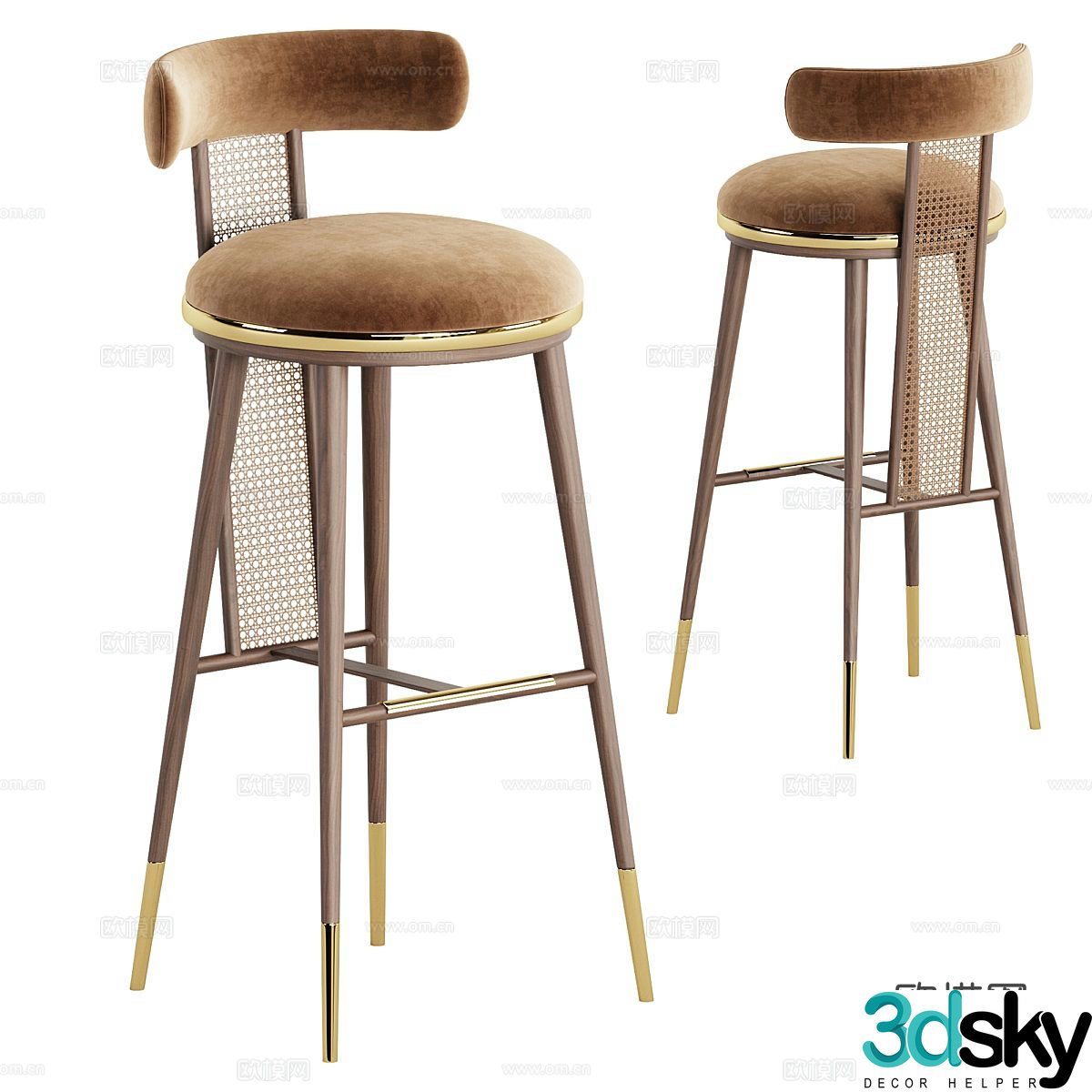 Modern bar stool high bar chair 3d model