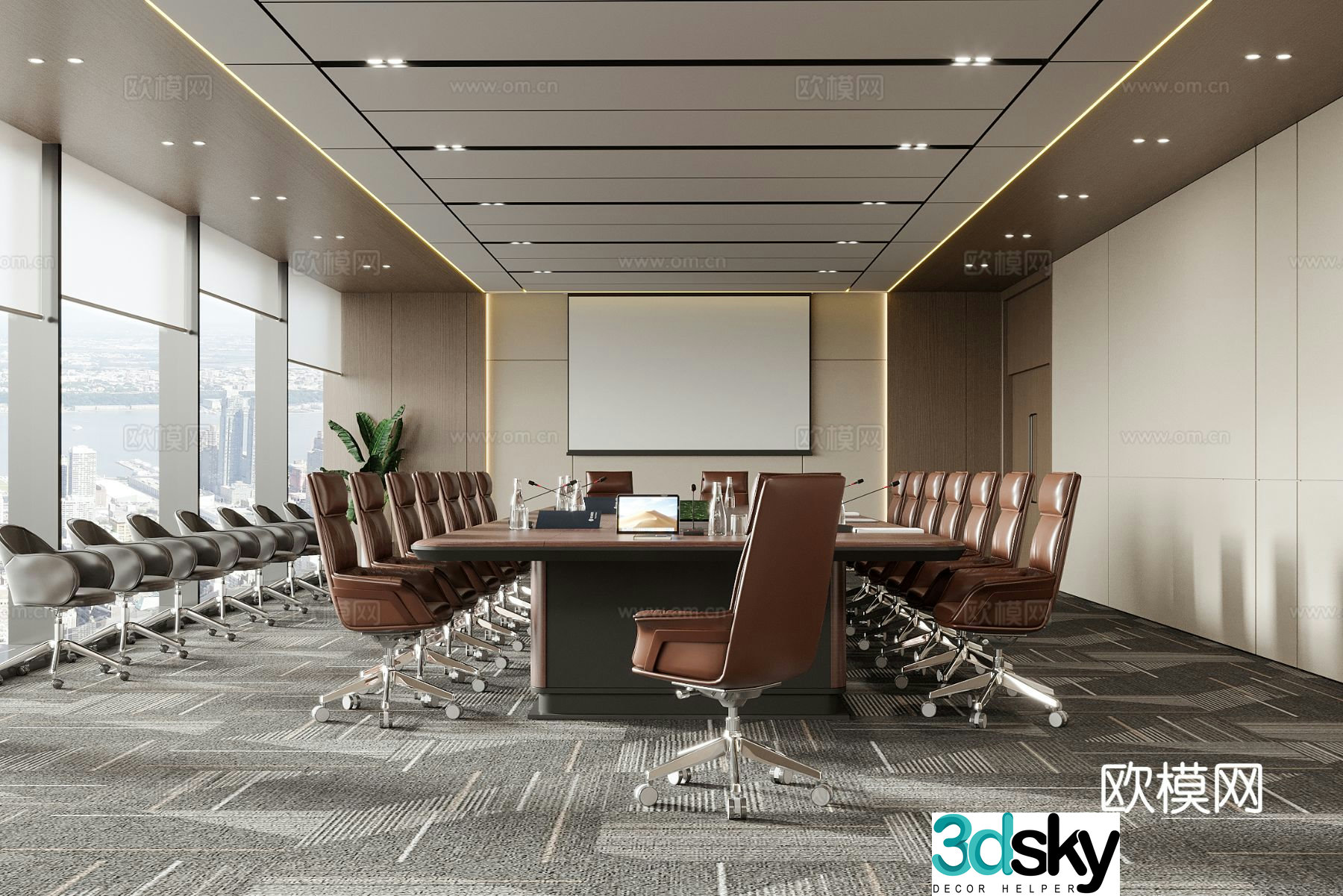 Modern conference room conference table office chair 3d model
