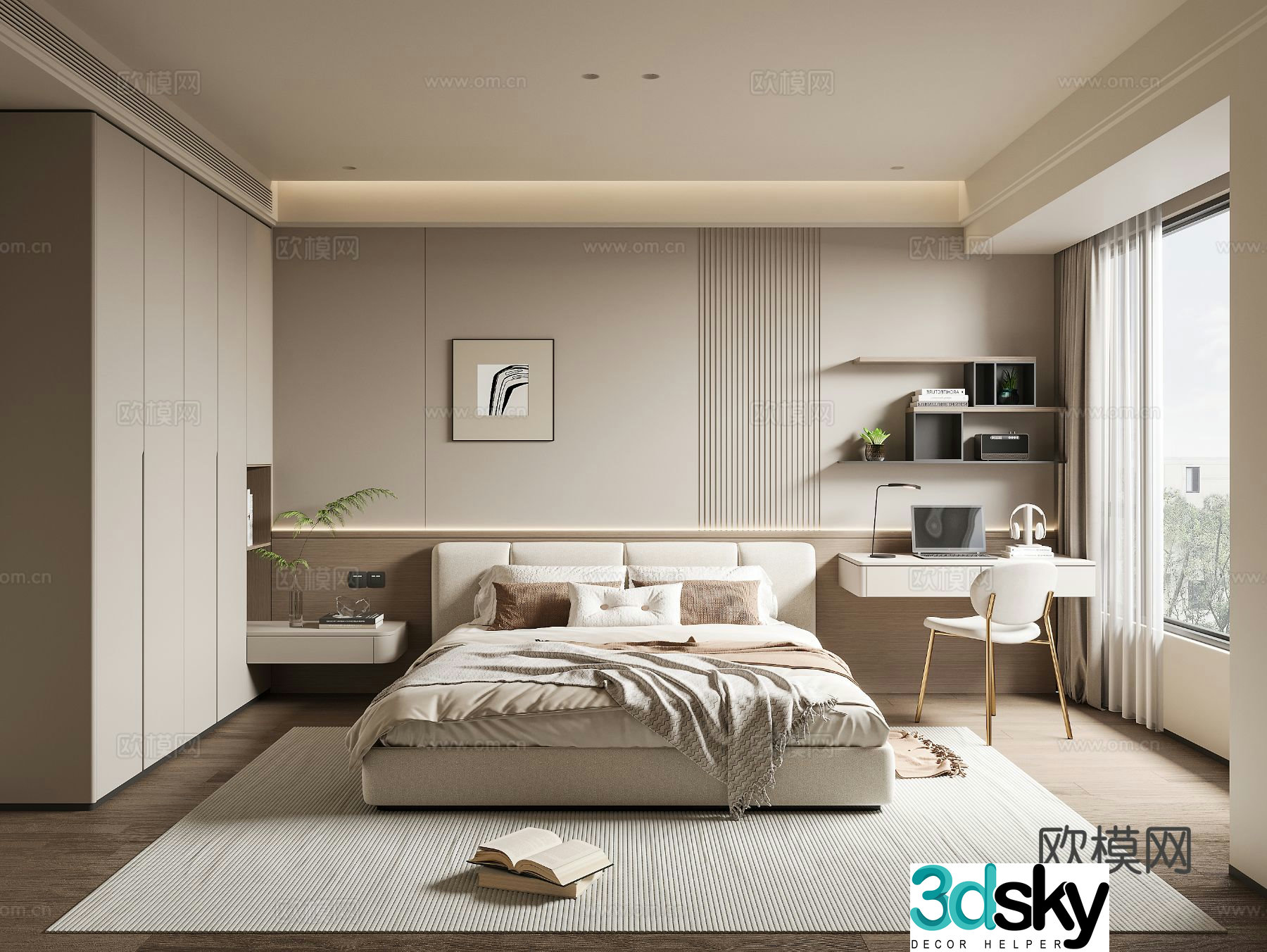 Modern bedroom second bedroom 3d model